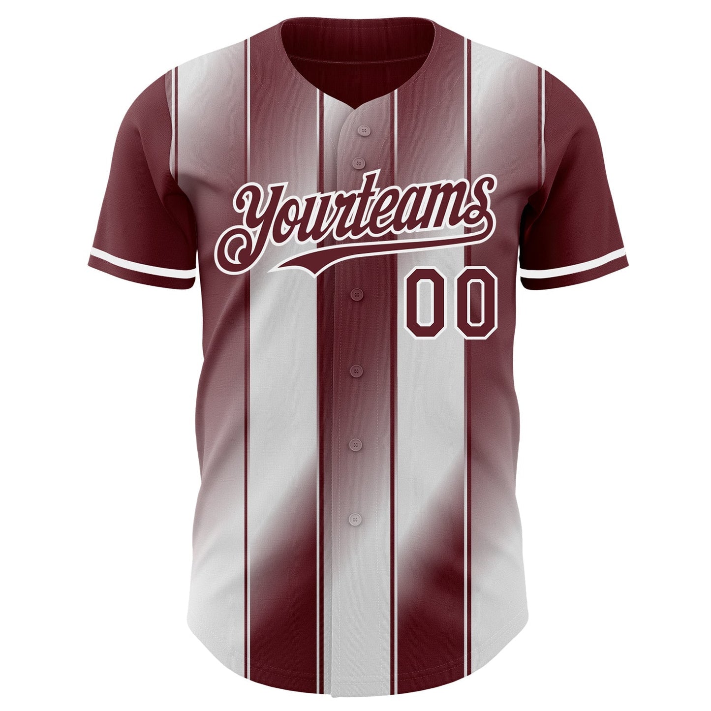 Custom Burgundy-White Gradient Classic Vertical Stripe Authentic Baseball Jersey baseball jersey product view 2