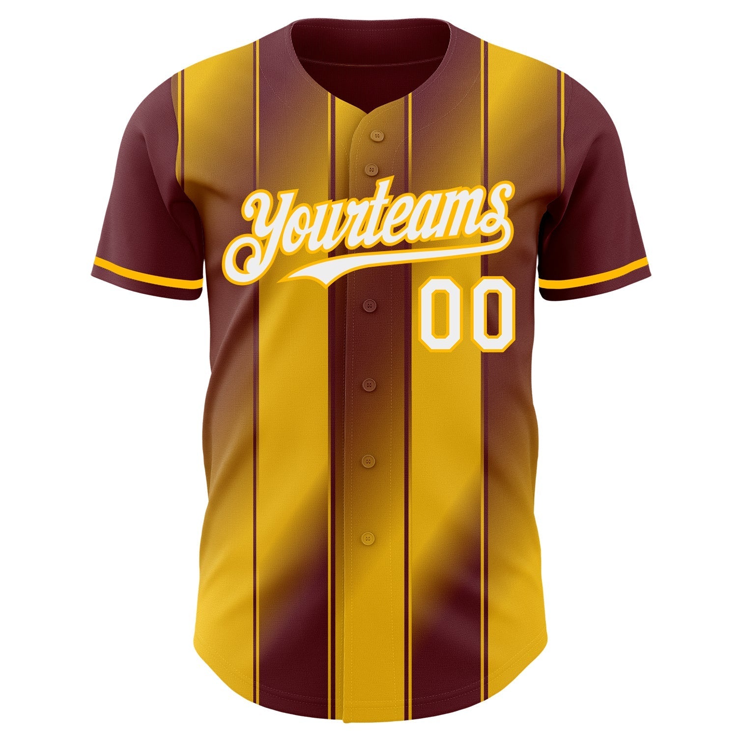 Custom Burgundy White-Gold Gradient Classic Vertical Stripe Authentic Baseball Jersey baseball jersey product view 2