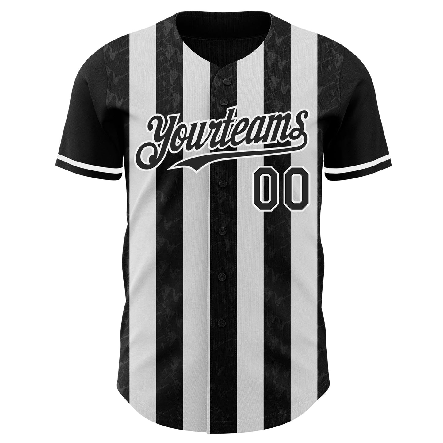 Custom Black-White Classic Vertical Stripe Fluid Liquid Texture Authentic Baseball Jersey baseball jersey product view 2