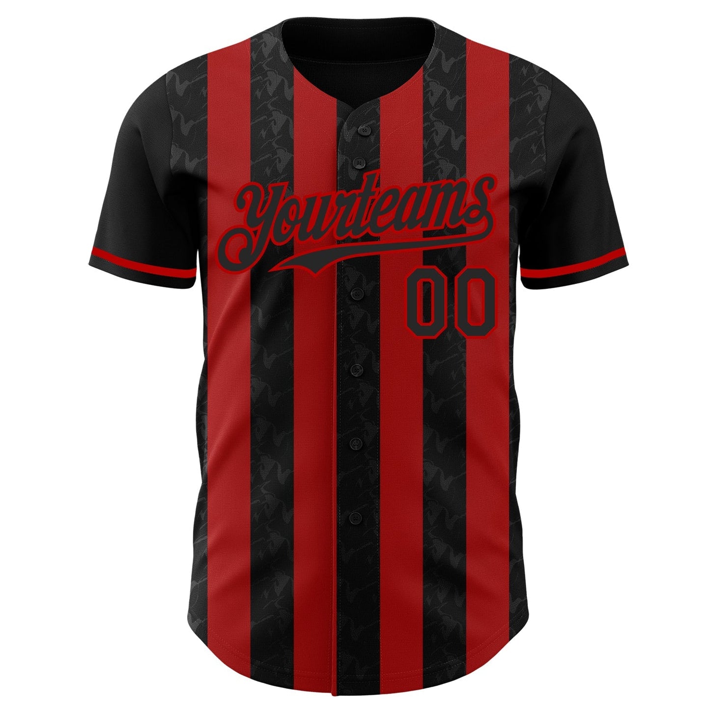 Custom Black-Red Classic Vertical Stripe Fluid Liquid Texture Authentic Baseball Jersey baseball jersey product view 2