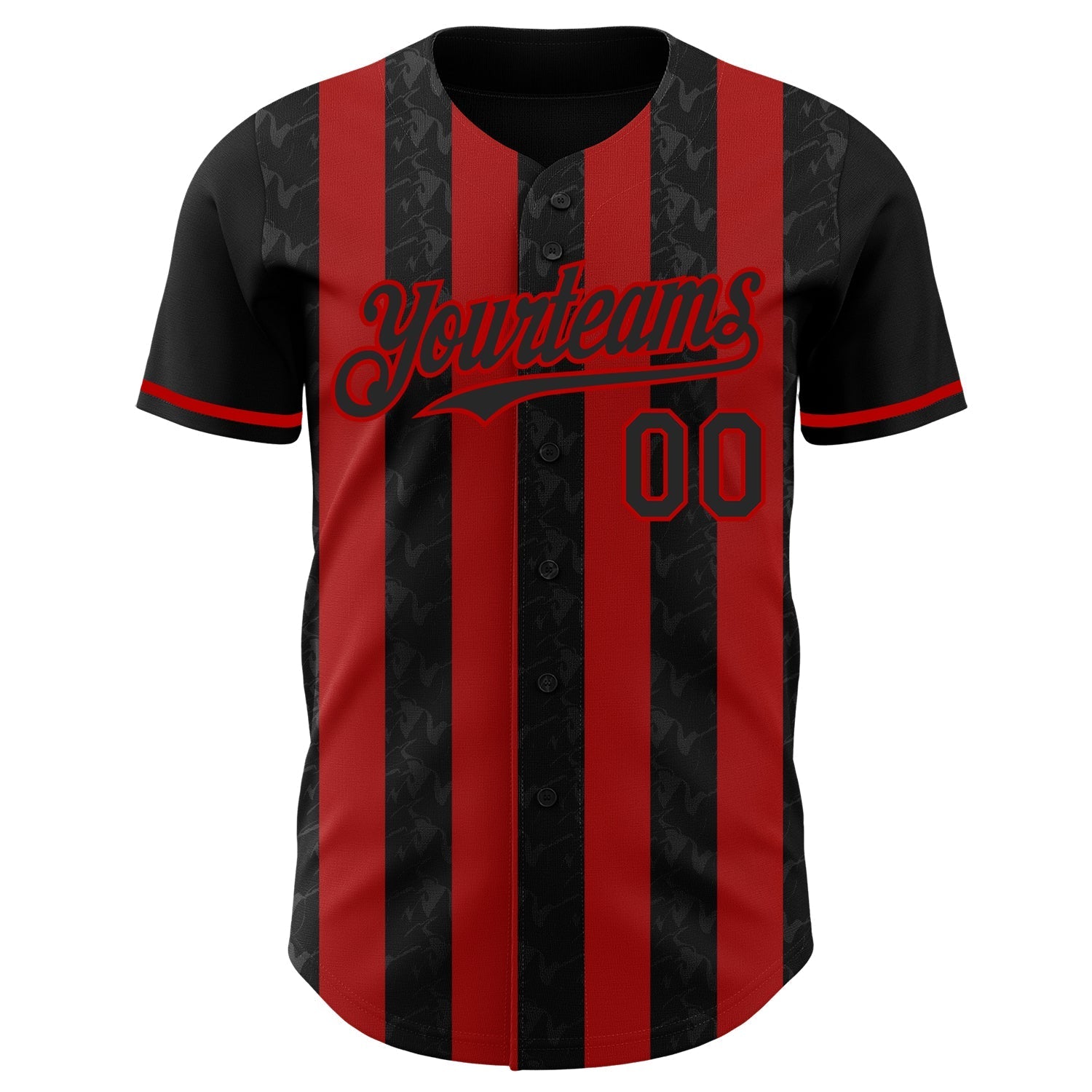 Custom Black-Red Classic Vertical Stripe Fluid Liquid Texture Authentic Baseball Jersey baseball jersey product view 2