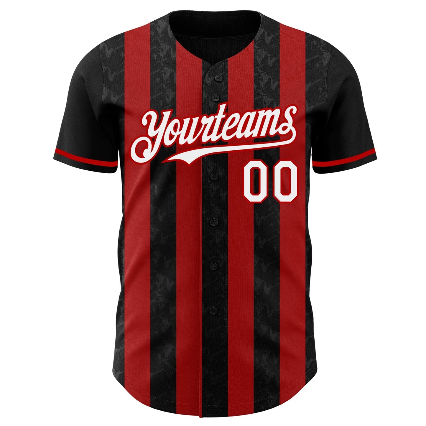 Custom Black White-Red Classic Vertical Stripe Fluid Liquid Texture Authentic Baseball Jersey baseball jersey product view 2
