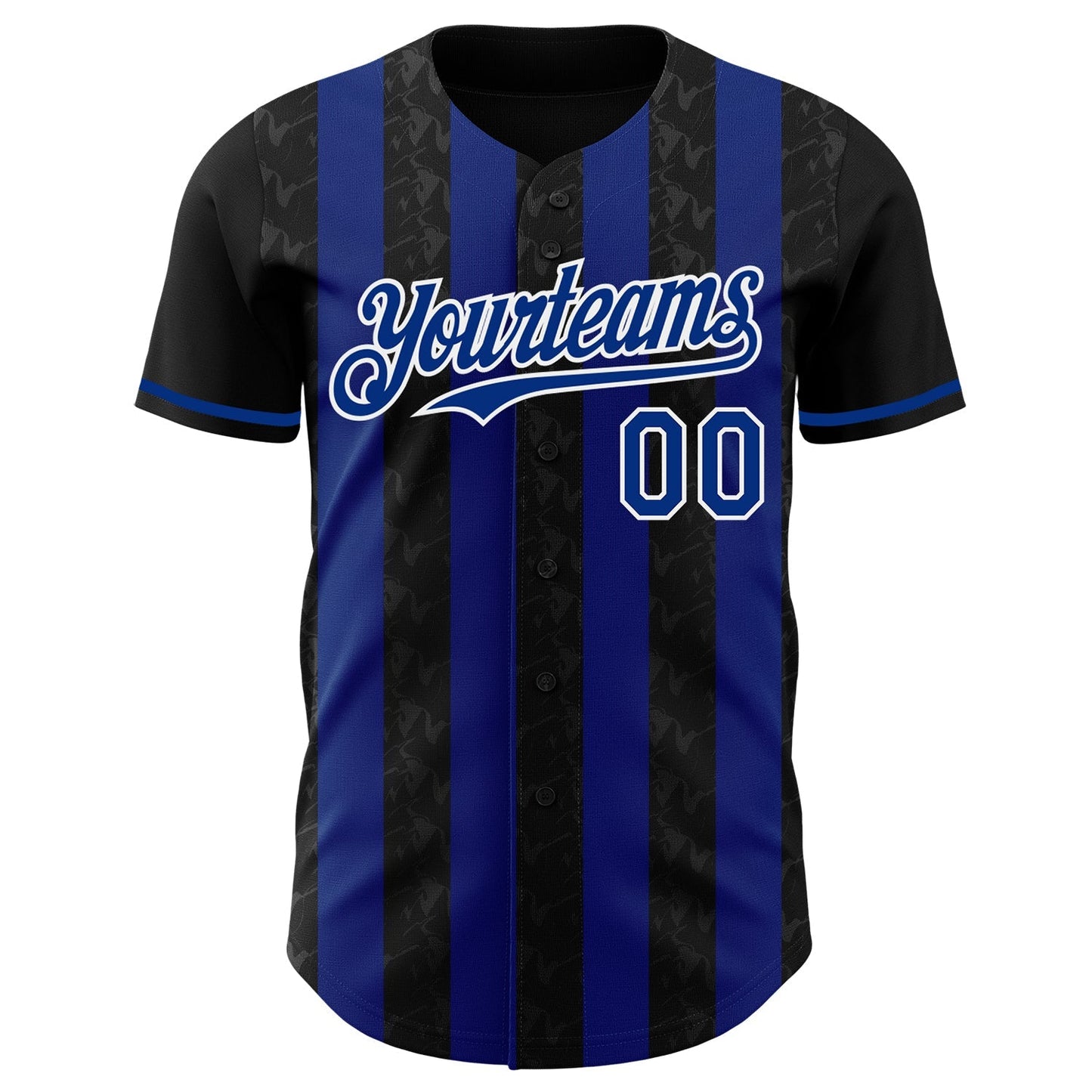 Custom Black Royal-White Classic Vertical Stripe Fluid Liquid Texture Authentic Baseball Jersey baseball jersey product view 2