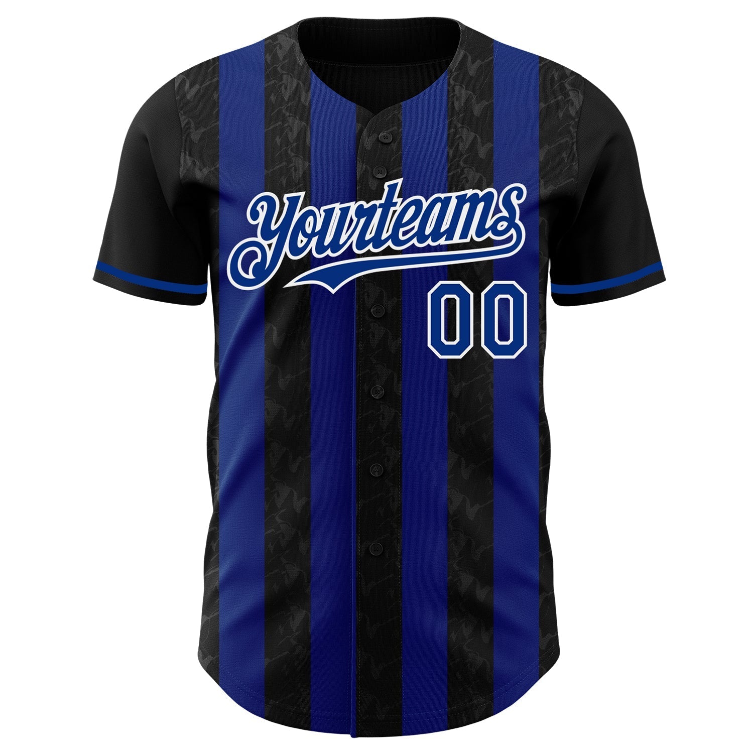 Custom Black Royal-White Classic Vertical Stripe Fluid Liquid Texture Authentic Baseball Jersey baseball jersey product view 2