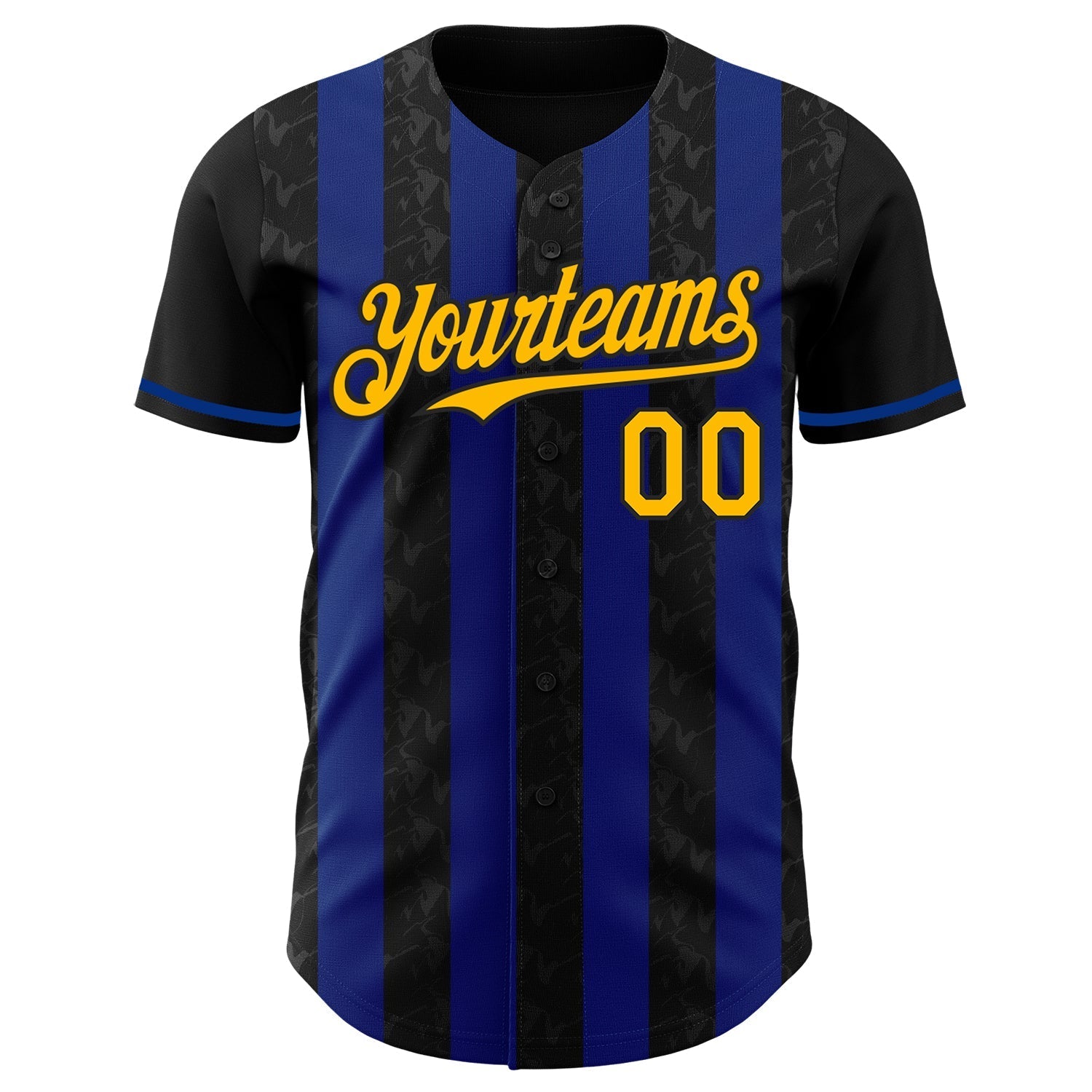 Custom Black Gold-Royal Classic Vertical Stripe Fluid Liquid Texture Authentic Baseball Jersey baseball jersey product view 2