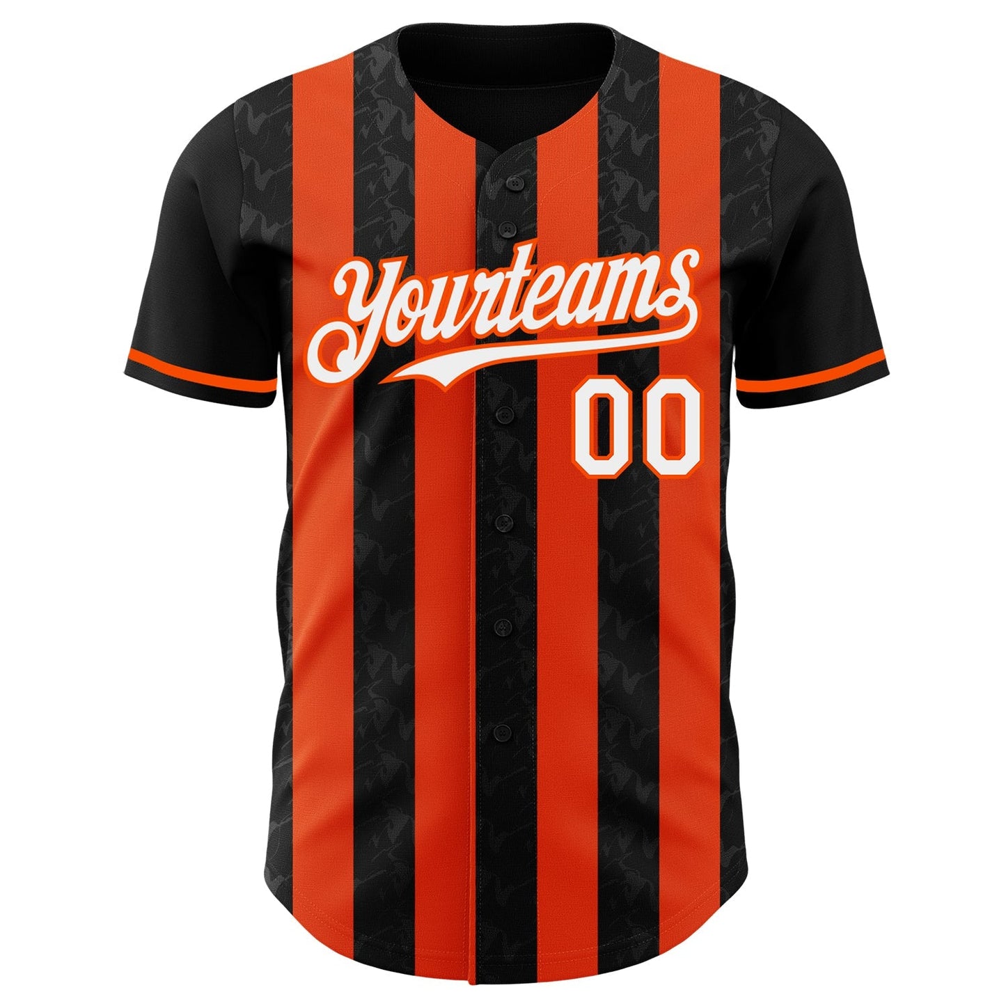 Custom Black White-Orange Classic Vertical Stripe Fluid Liquid Texture Authentic Baseball Jersey baseball jersey product view 2