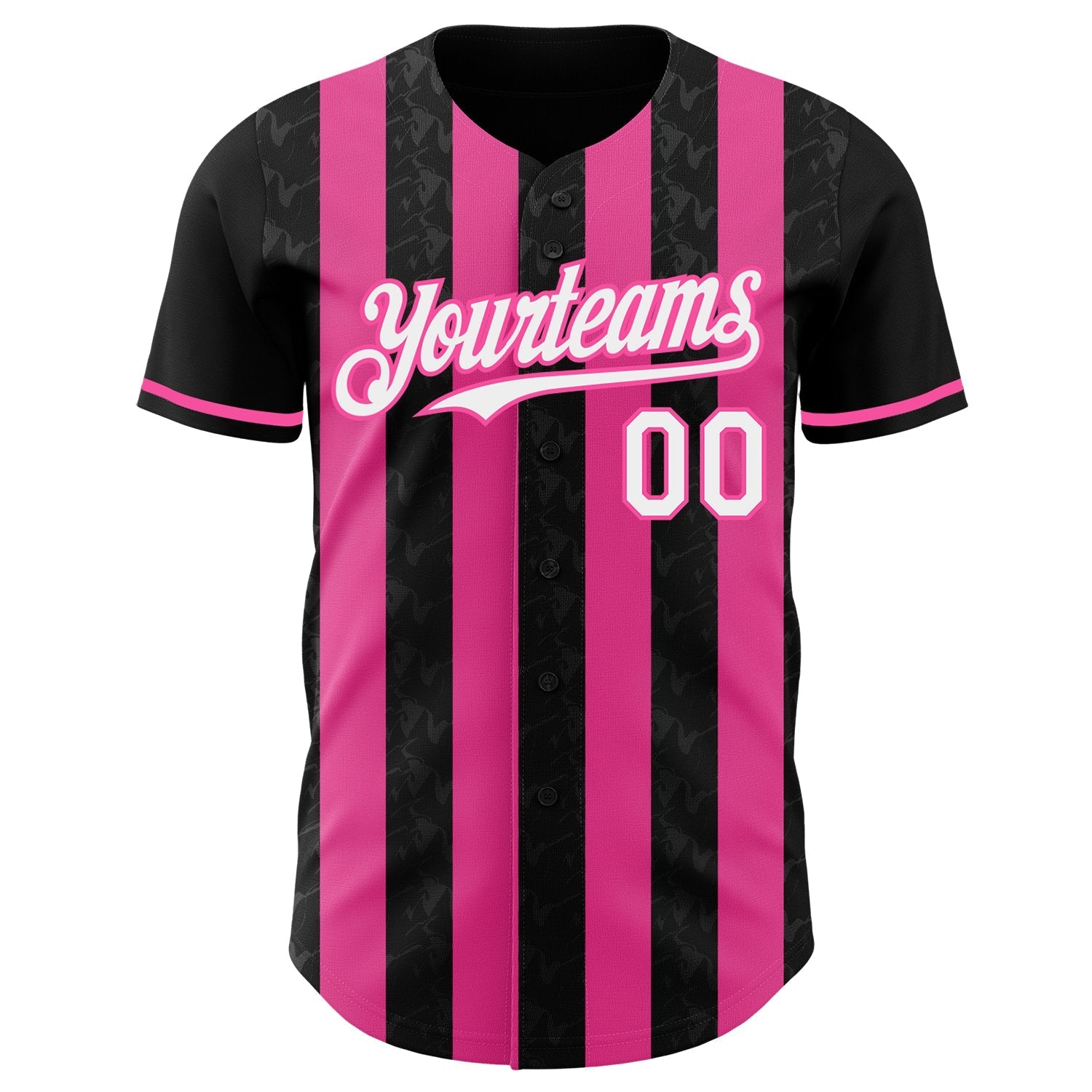 Custom Black White-Pink Classic Vertical Stripe Fluid Liquid Texture Authentic Baseball Jersey baseball jersey product view 2