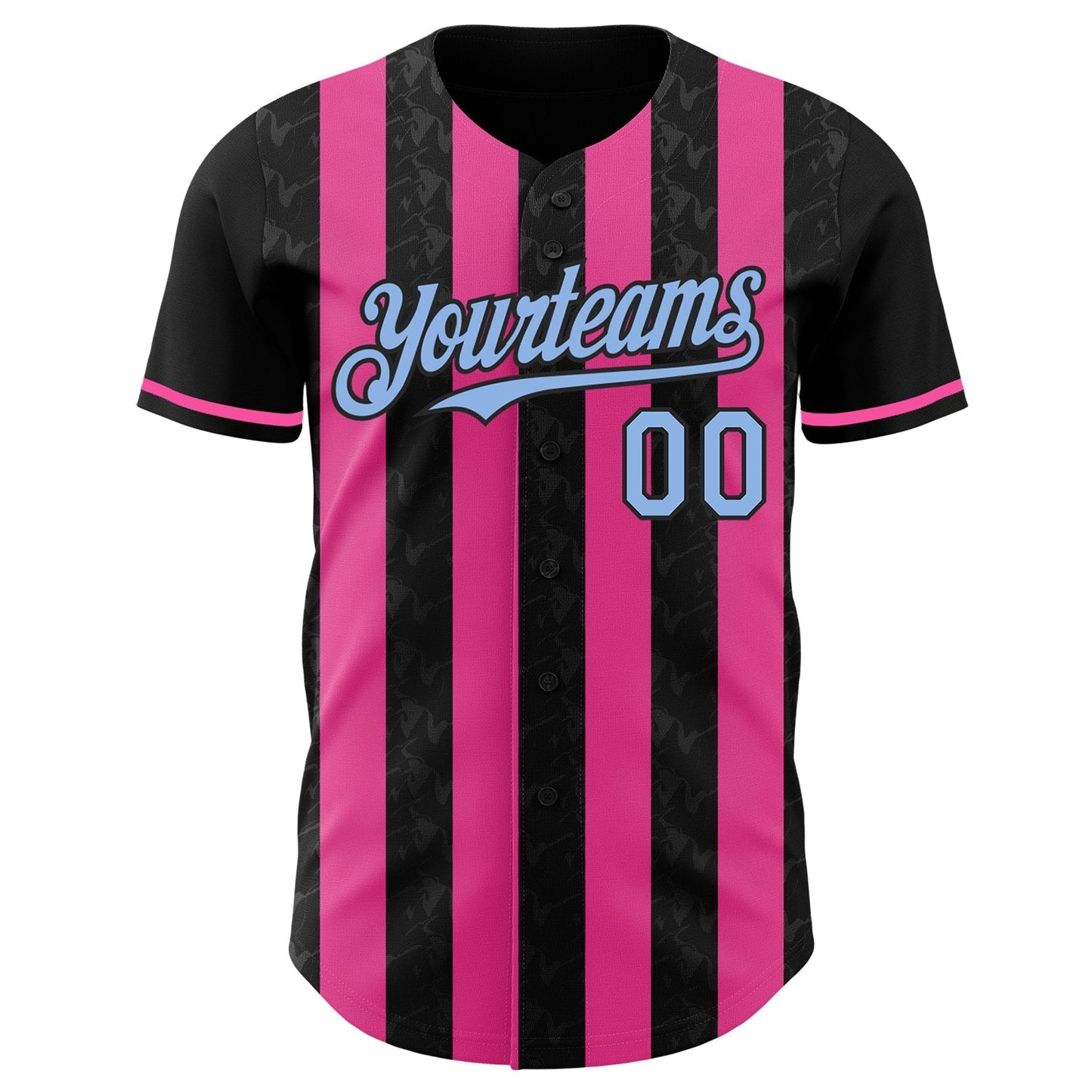 Custom Black Light Blue-Pink Classic Vertical Stripe Fluid Liquid Texture Authentic Baseball Jersey baseball jersey product view 2
