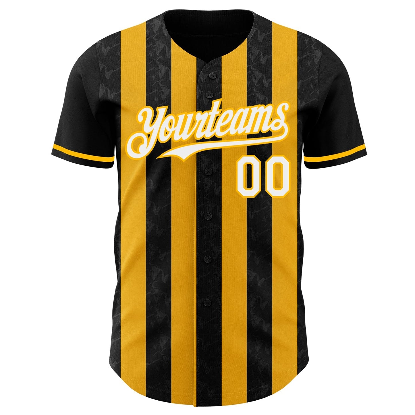 Custom Black White-Gold Classic Vertical Stripe Fluid Liquid Texture Authentic Baseball Jersey baseball jersey product view 2