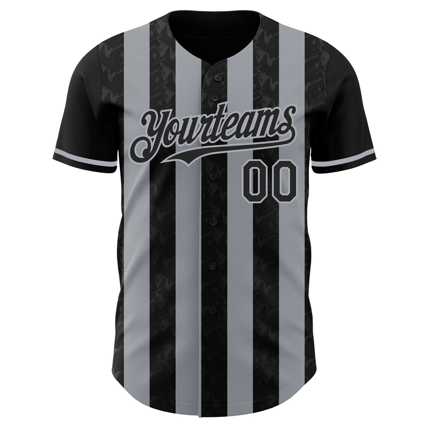 Custom Black-Gray Classic Vertical Stripe Fluid Liquid Texture Authentic Baseball Jersey baseball jersey product view 2
