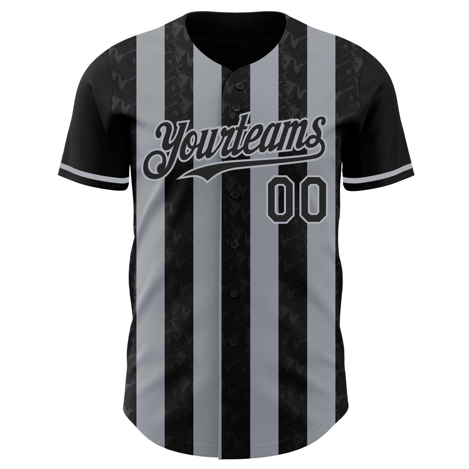 Custom Black-Gray Classic Vertical Stripe Fluid Liquid Texture Authentic Baseball Jersey baseball jersey product view 2