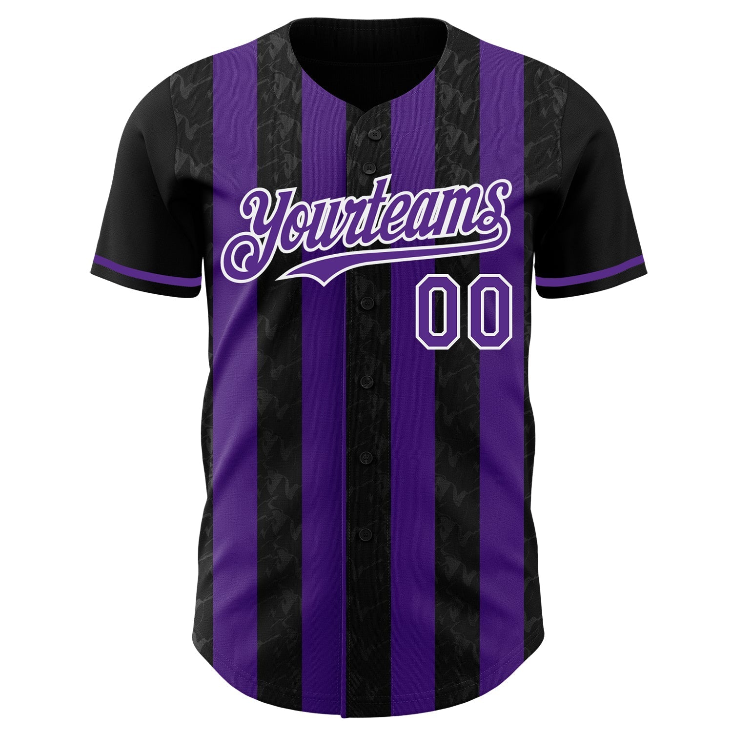Custom Black Purple-White Classic Vertical Stripe Fluid Liquid Texture Authentic Baseball Jersey baseball jersey product view 2