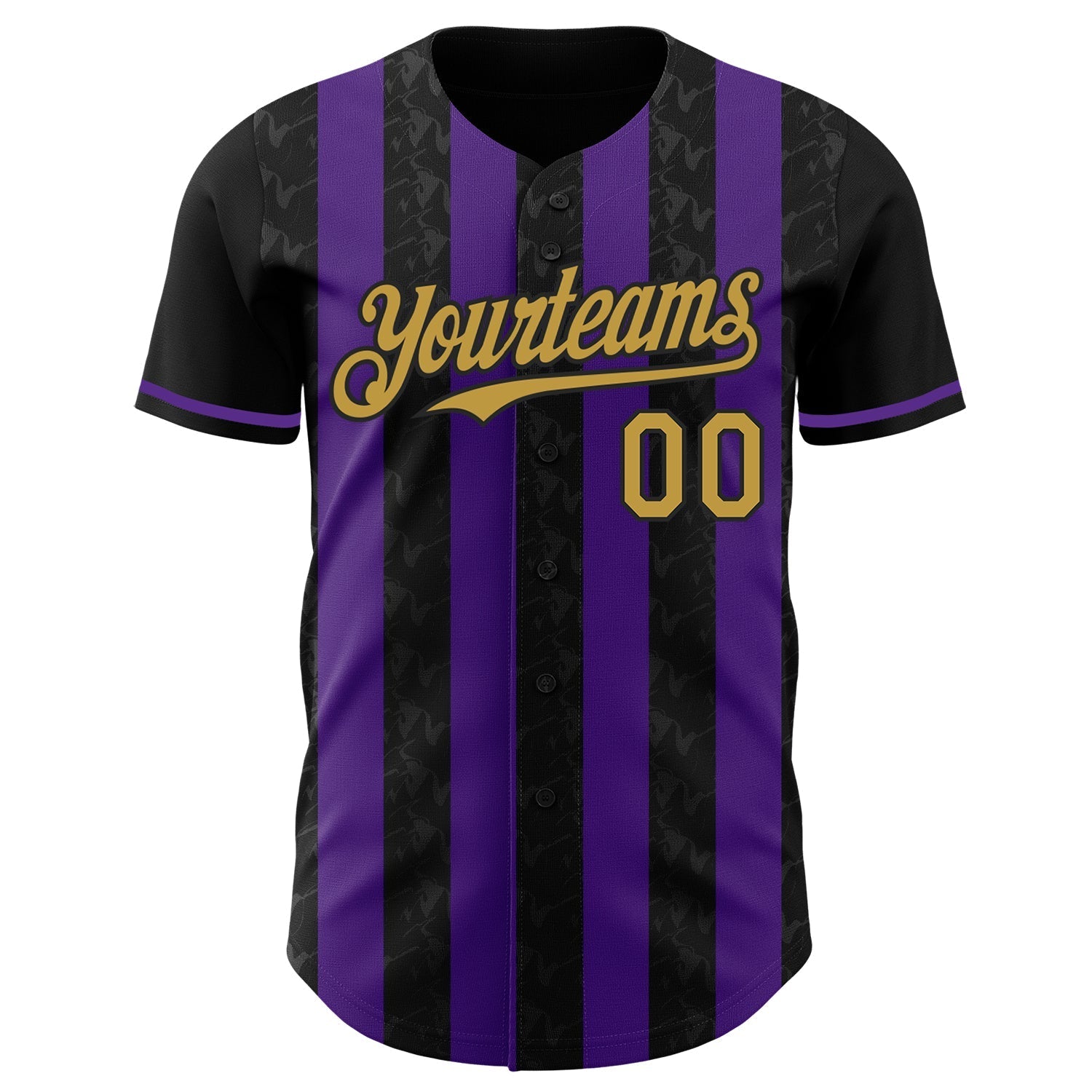 Custom Black Old Gold-Purple Classic Vertical Stripe Fluid Liquid Texture Authentic Baseball Jersey baseball jersey product view 2
