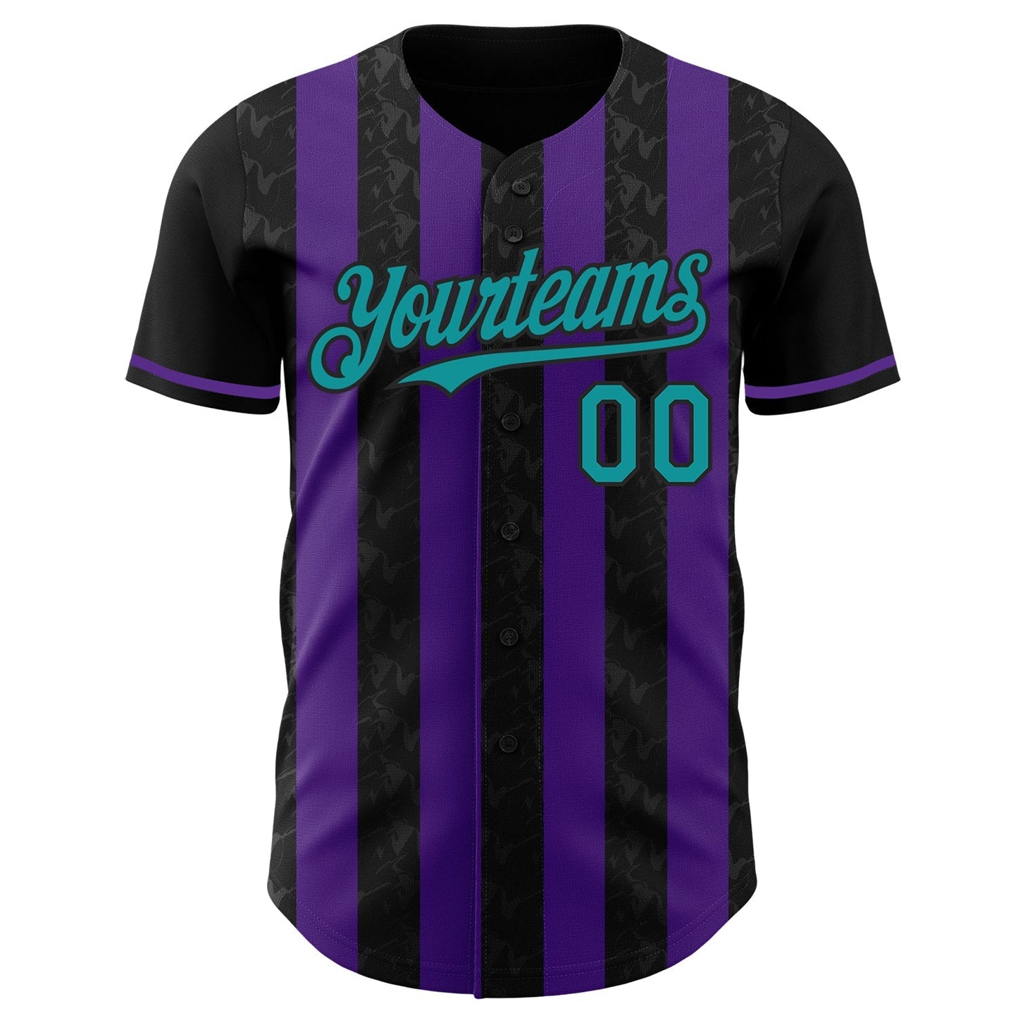 Custom Black Teal-Purple Classic Vertical Stripe Fluid Liquid Texture Authentic Baseball Jersey baseball jersey product view 2