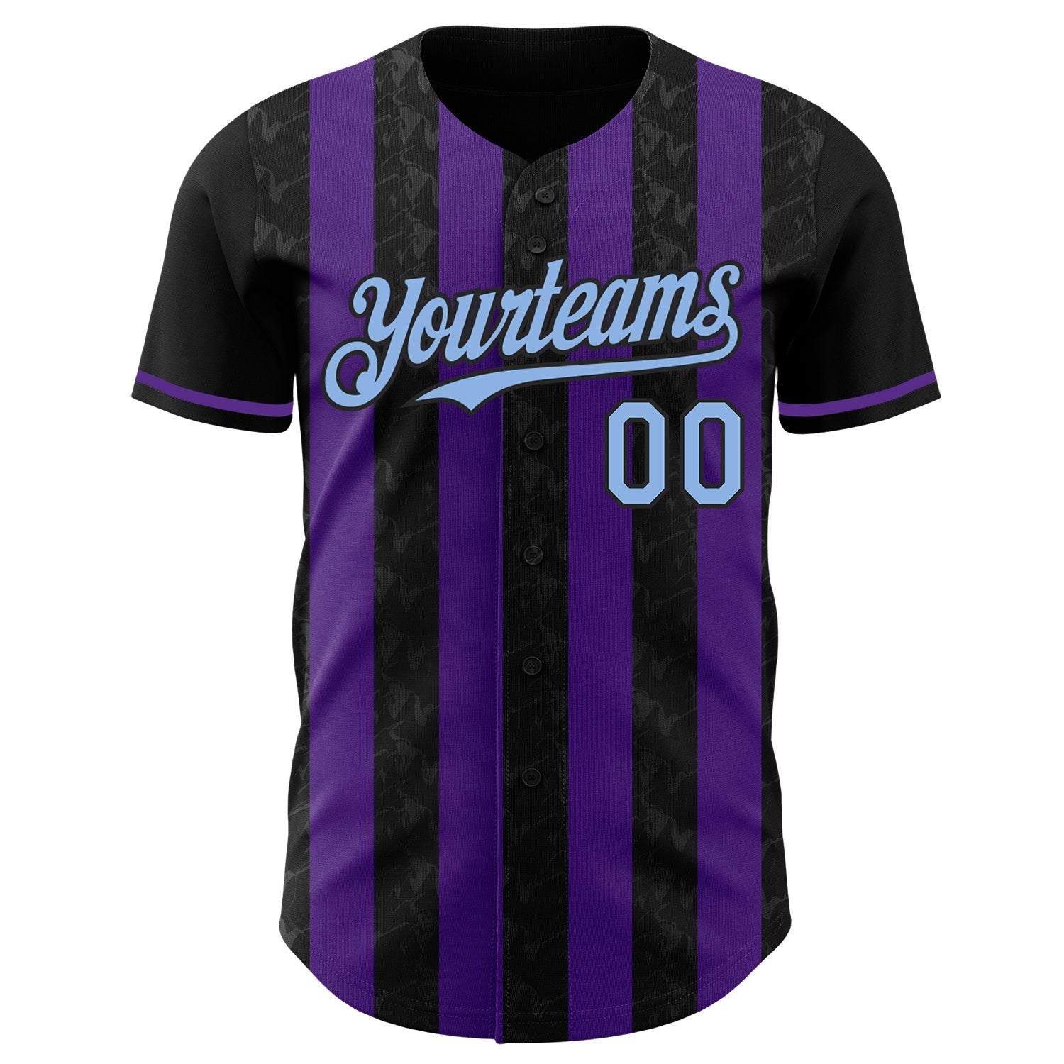 Custom Black Light Blue-Purple Classic Vertical Stripe Fluid Liquid Texture Authentic Baseball Jersey baseball jersey product view 2