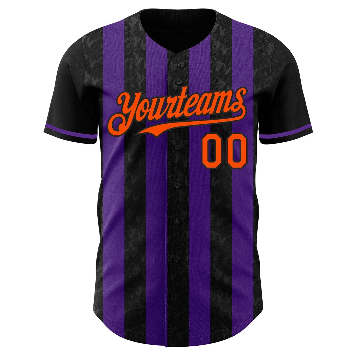 Custom Black Orange-Purple Classic Vertical Stripe Fluid Liquid Texture Authentic Baseball Jersey baseball jersey product view 2