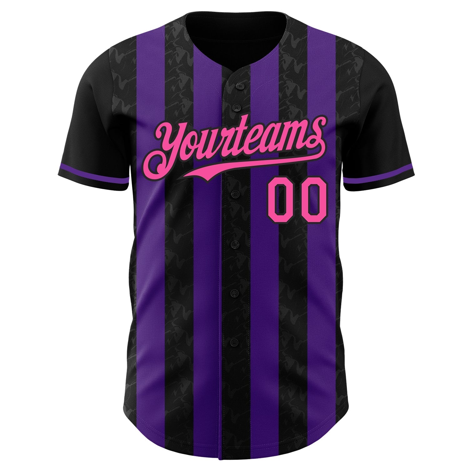 Custom Black Pink-Purple Classic Vertical Stripe Fluid Liquid Texture Authentic Baseball Jersey baseball jersey product view 2