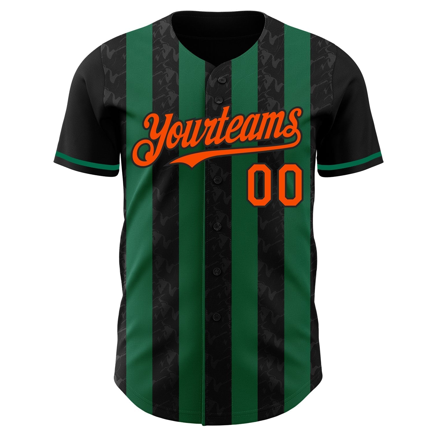 Custom Black Orange-Kelly Green Classic Vertical Stripe Fluid Liquid Texture Authentic Baseball Jersey baseball jersey product view 2