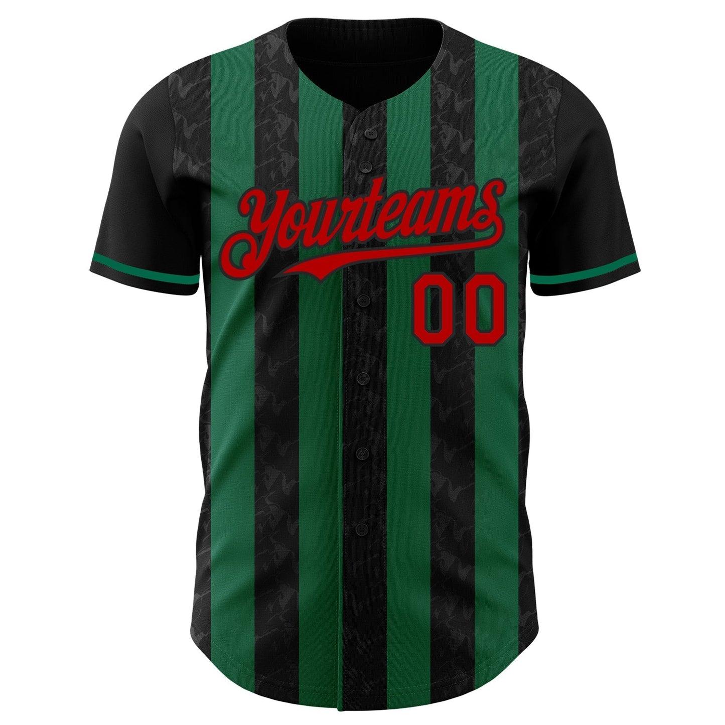 Custom Black Red-Kelly Green Classic Vertical Stripe Fluid Liquid Texture Authentic Baseball Jersey baseball jersey product view 2