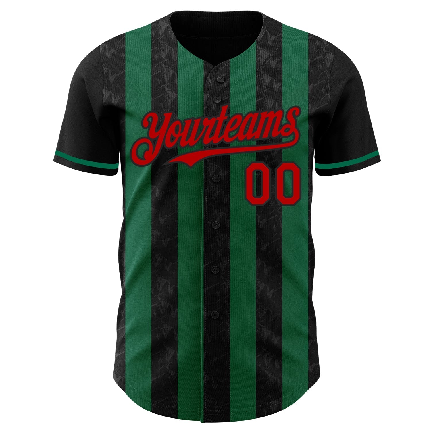 Custom Black Red-Kelly Green Classic Vertical Stripe Fluid Liquid Texture Authentic Baseball Jersey baseball jersey product view 2