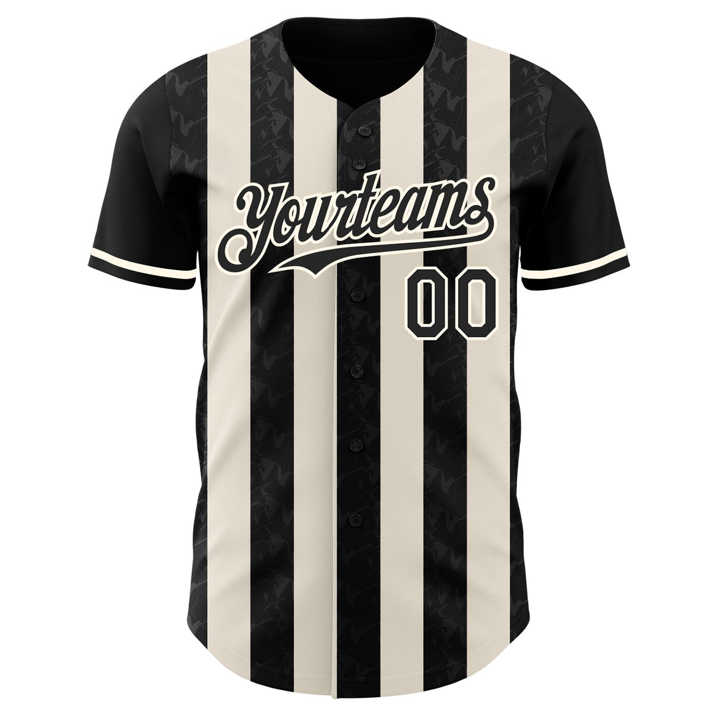 Custom Black Cream-Cream Classic Vertical Stripe Fluid Liquid Texture Authentic Baseball Jersey baseball jersey product view 2