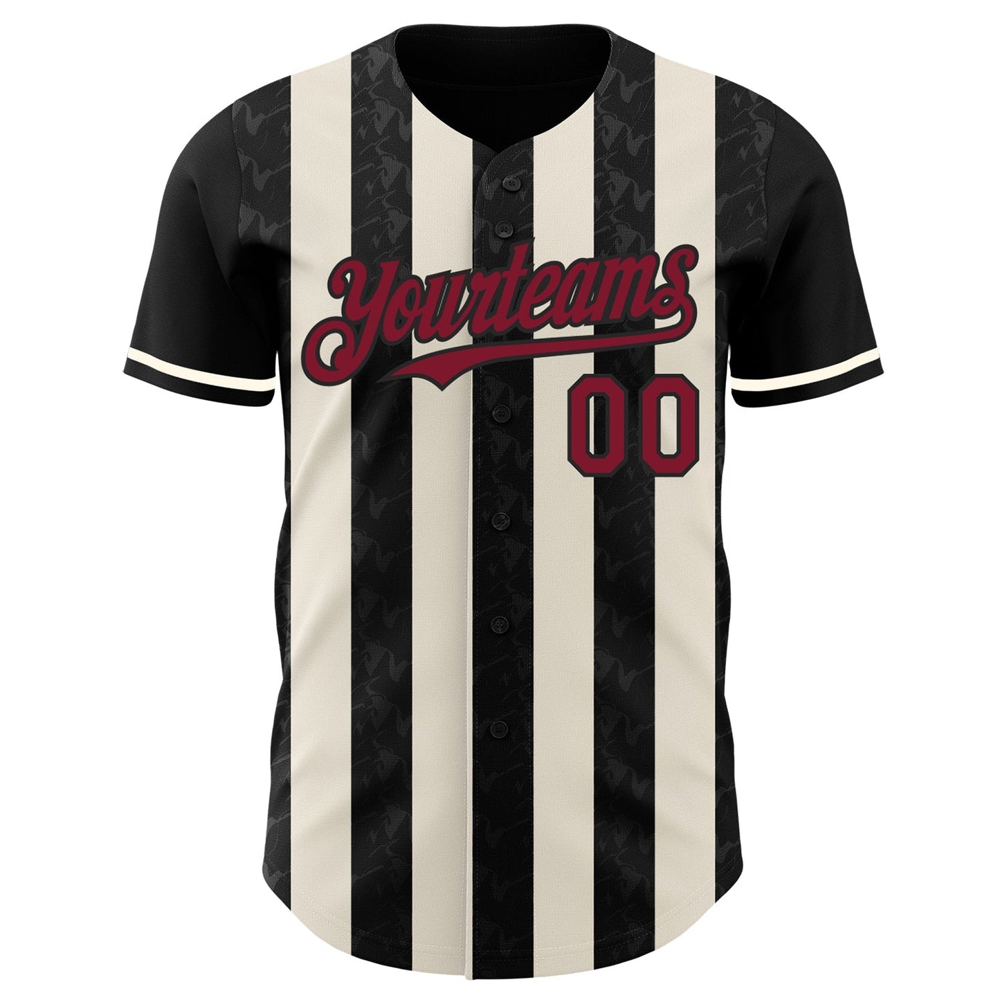 Custom Black Crimson-Cream Classic Vertical Stripe Fluid Liquid Texture Authentic Baseball Jersey baseball jersey product view 2