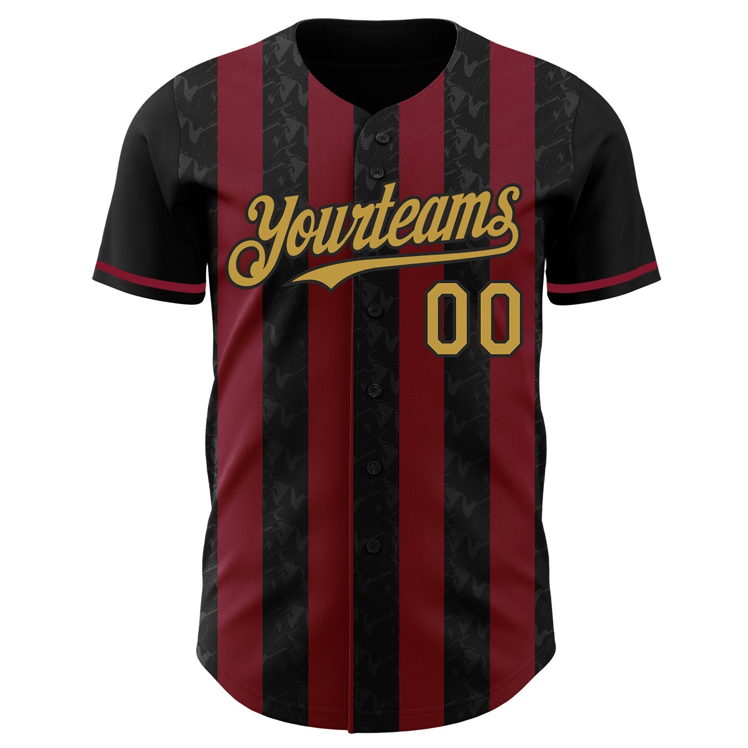 Custom Black Old Gold-Crimson Classic Vertical Stripe Fluid Liquid Texture Authentic Baseball Jersey baseball jersey product view 2