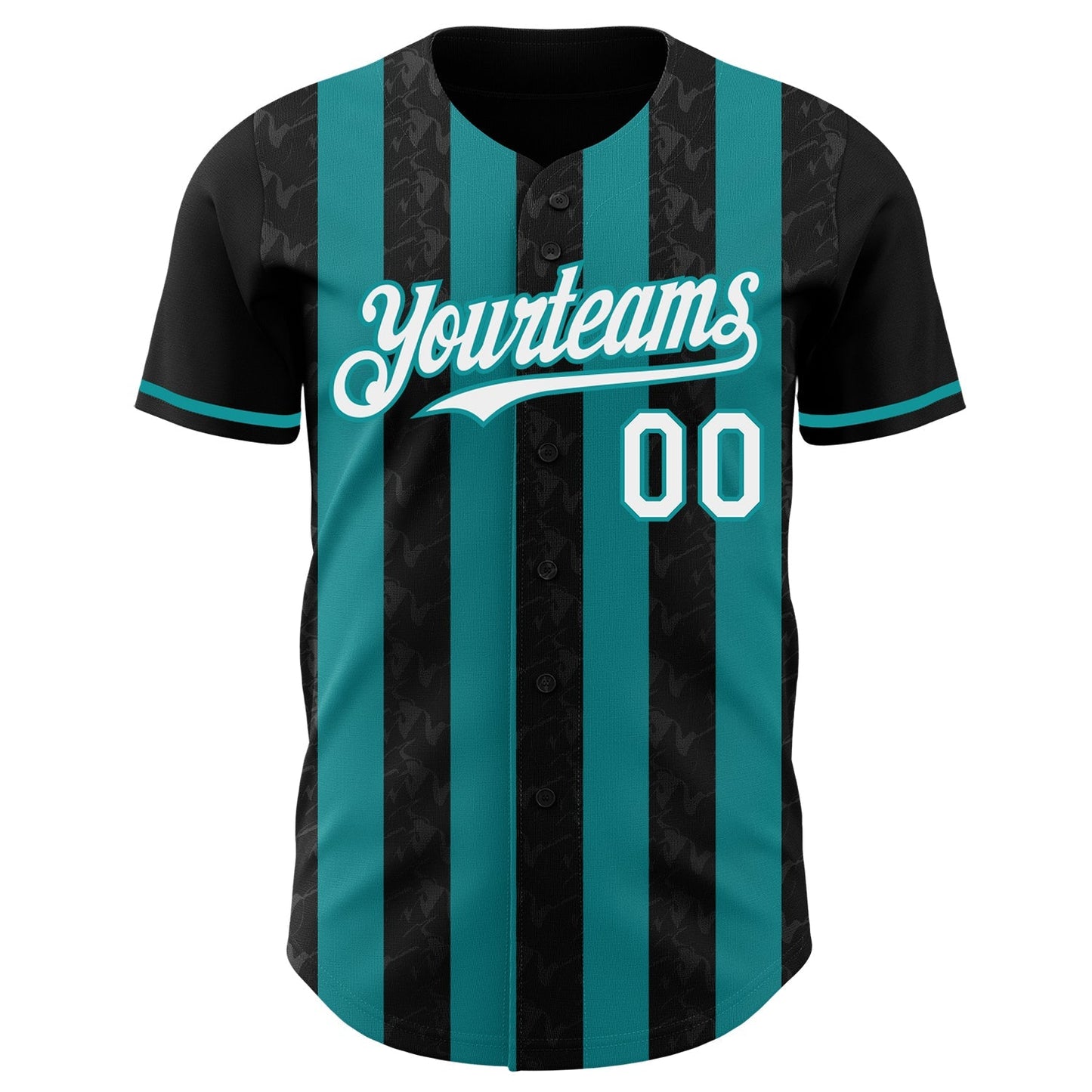 Custom Black White-Teal Classic Vertical Stripe Fluid Liquid Texture Authentic Baseball Jersey baseball jersey product view 2