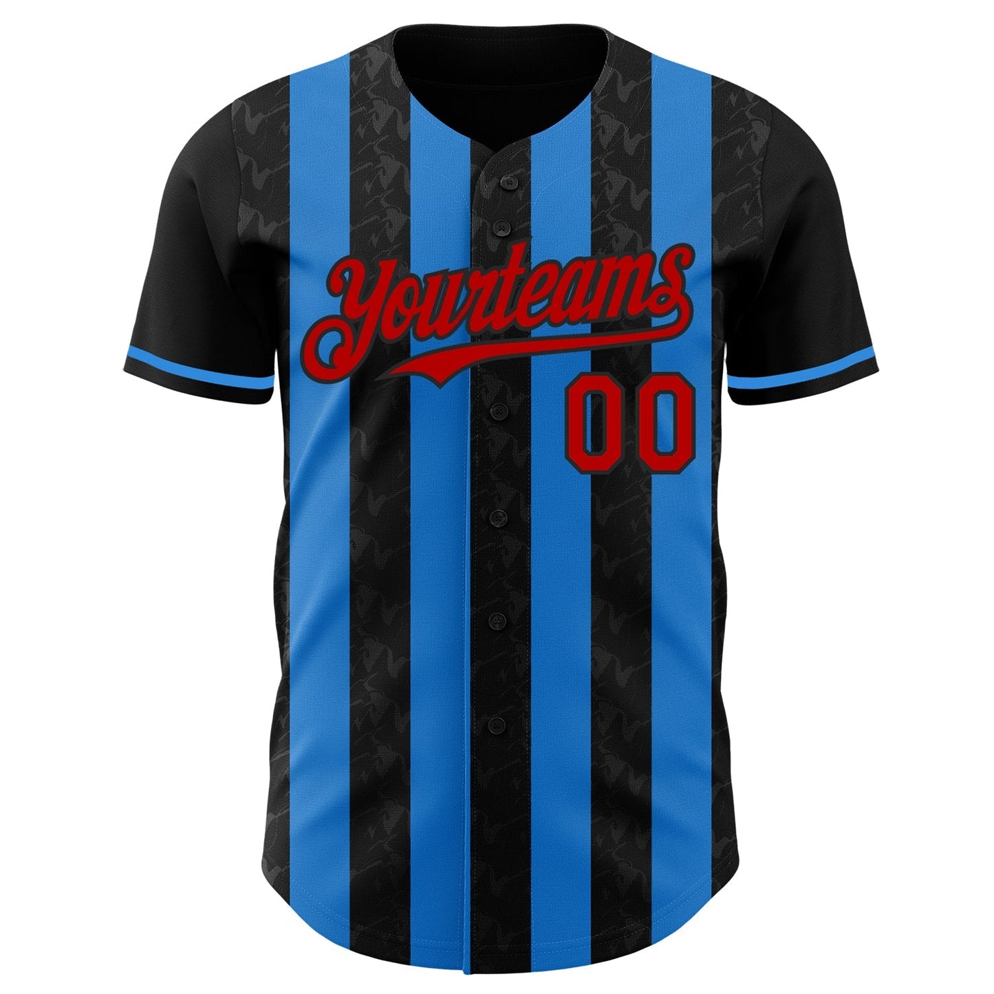 Custom Black Red-Electric Blue Classic Vertical Stripe Fluid Liquid Texture Authentic Baseball Jersey baseball jersey product view 2