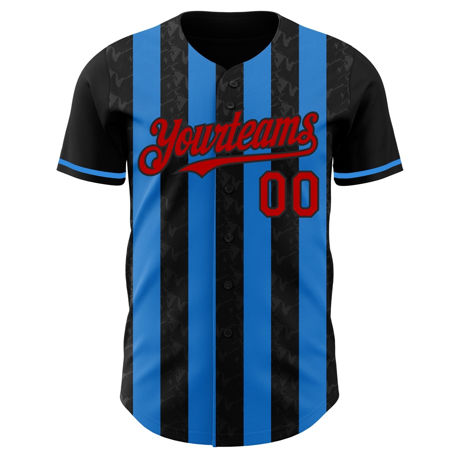 Custom Black Red-Electric Blue Classic Vertical Stripe Fluid Liquid Texture Authentic Baseball Jersey baseball jersey product view 2