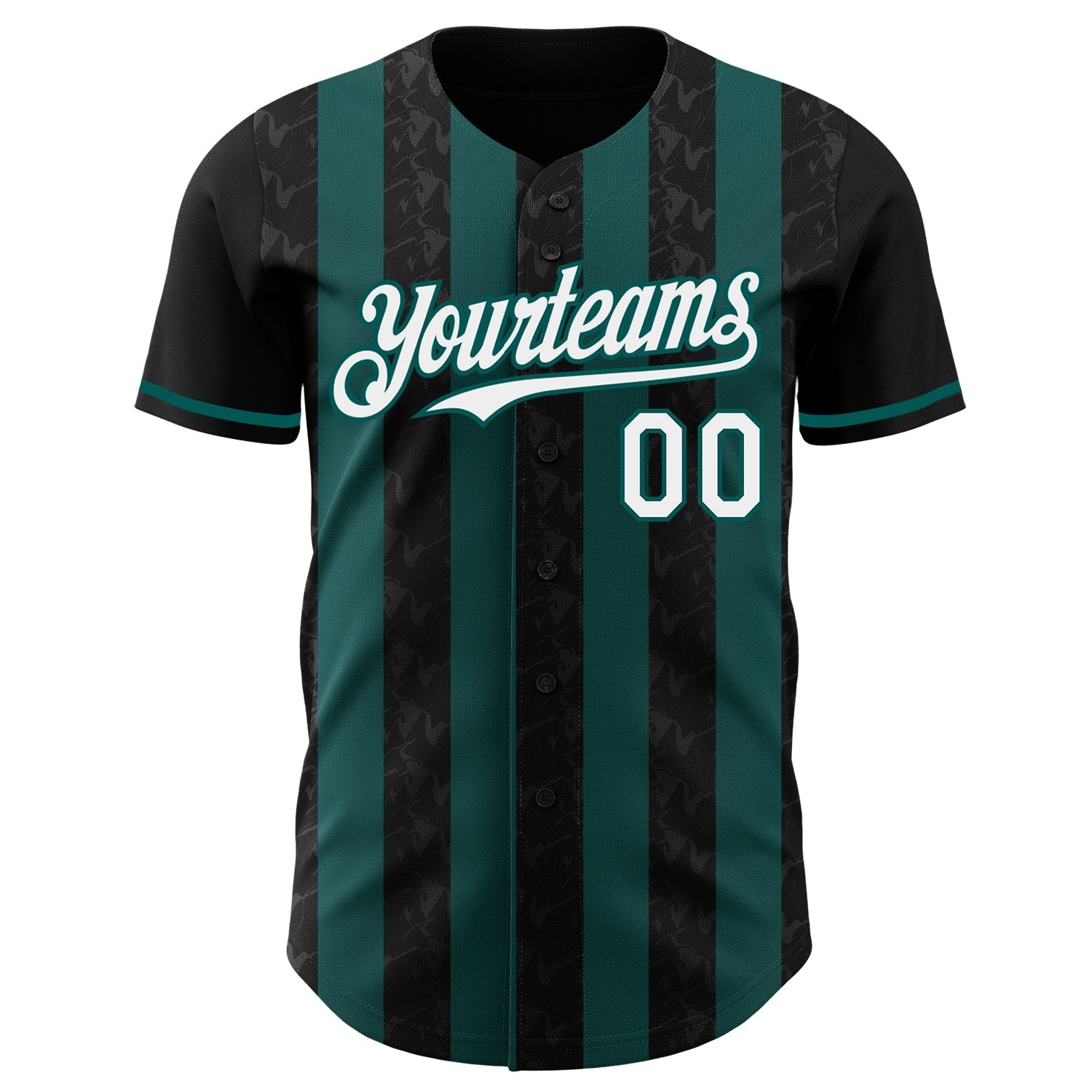 Custom Black White-Midnight Green Classic Vertical Stripe Fluid Liquid Texture Authentic Baseball Jersey baseball jersey product view 2