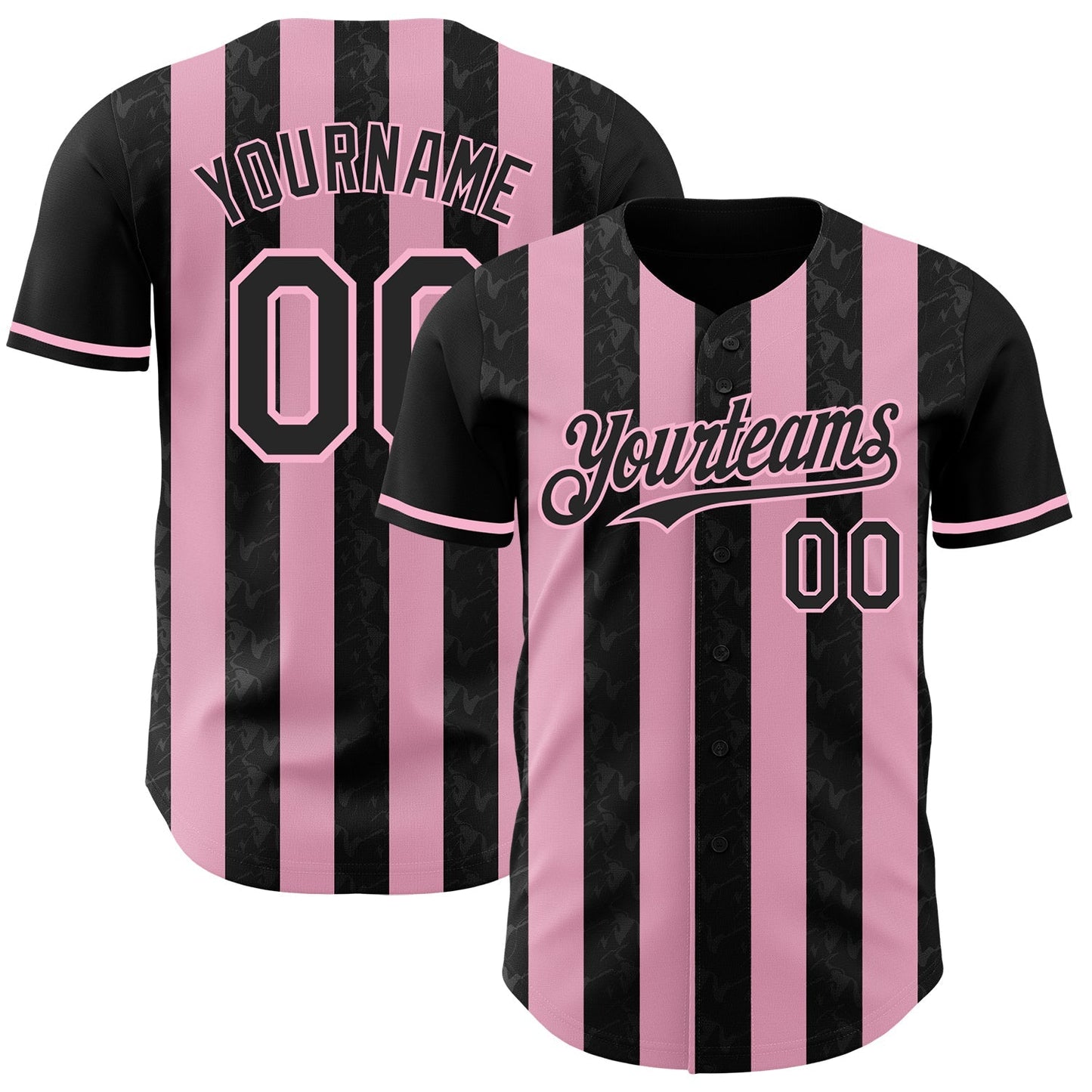 Custom Black-Light Pink Classic Vertical Stripe Fluid Liquid Texture Authentic Baseball Jersey baseball jersey product view 1