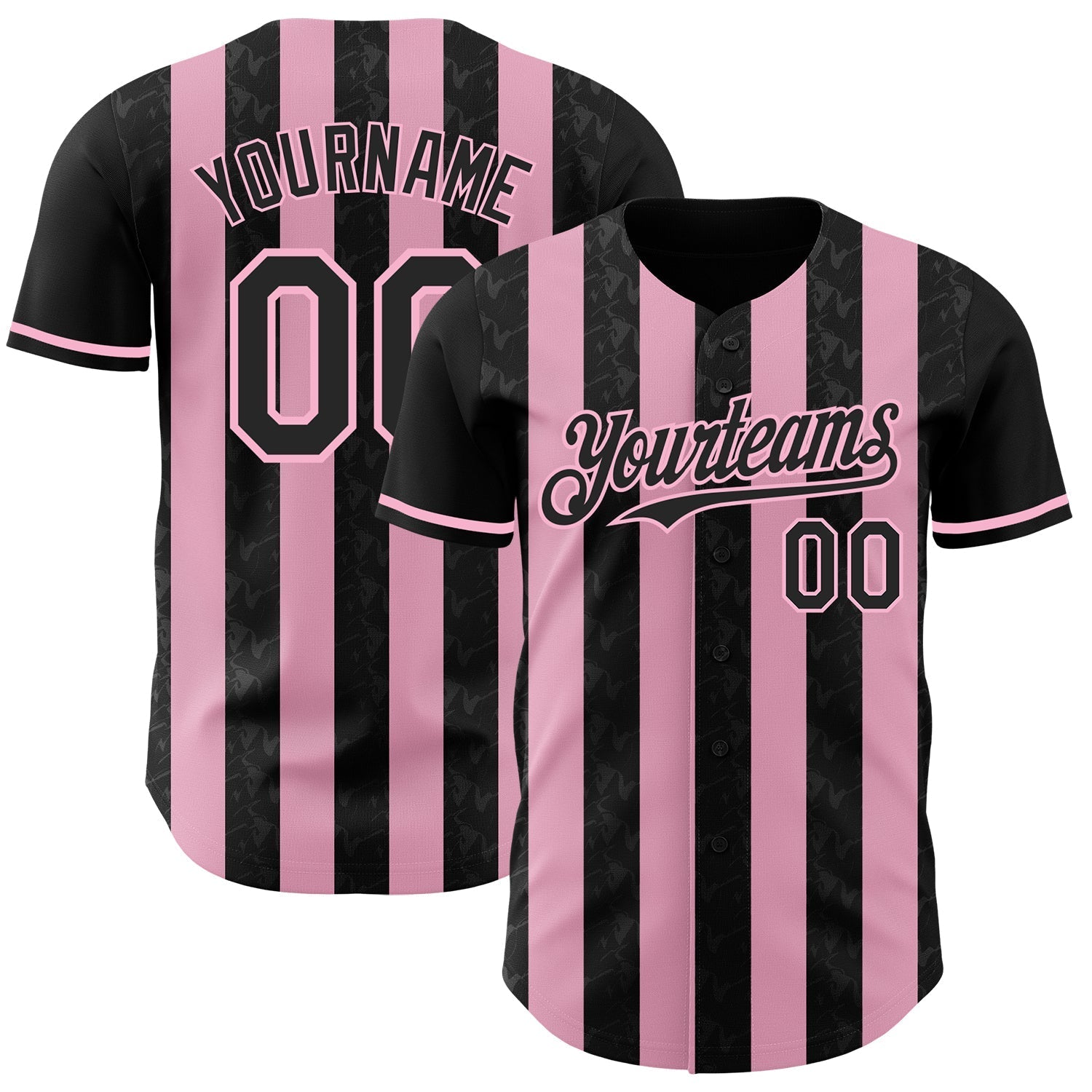 Custom Black-Light Pink Classic Vertical Stripe Fluid Liquid Texture Authentic Baseball Jersey baseball jersey product view 1