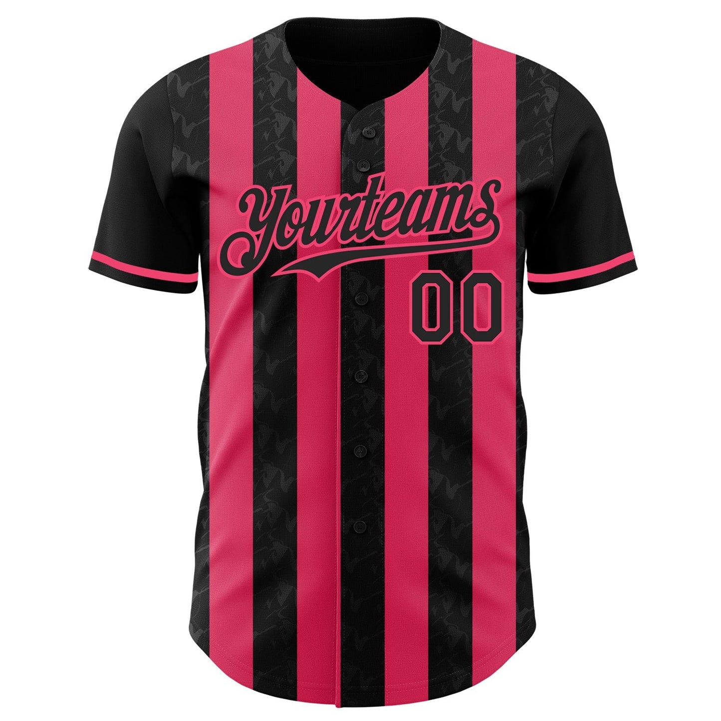 Custom Black-Neon Pink Classic Vertical Stripe Fluid Liquid Texture Authentic Baseball Jersey baseball jersey product view 2