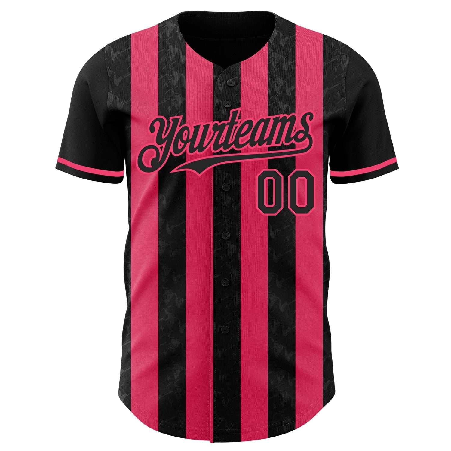 Custom Black-Neon Pink Classic Vertical Stripe Fluid Liquid Texture Authentic Baseball Jersey baseball jersey product view 2