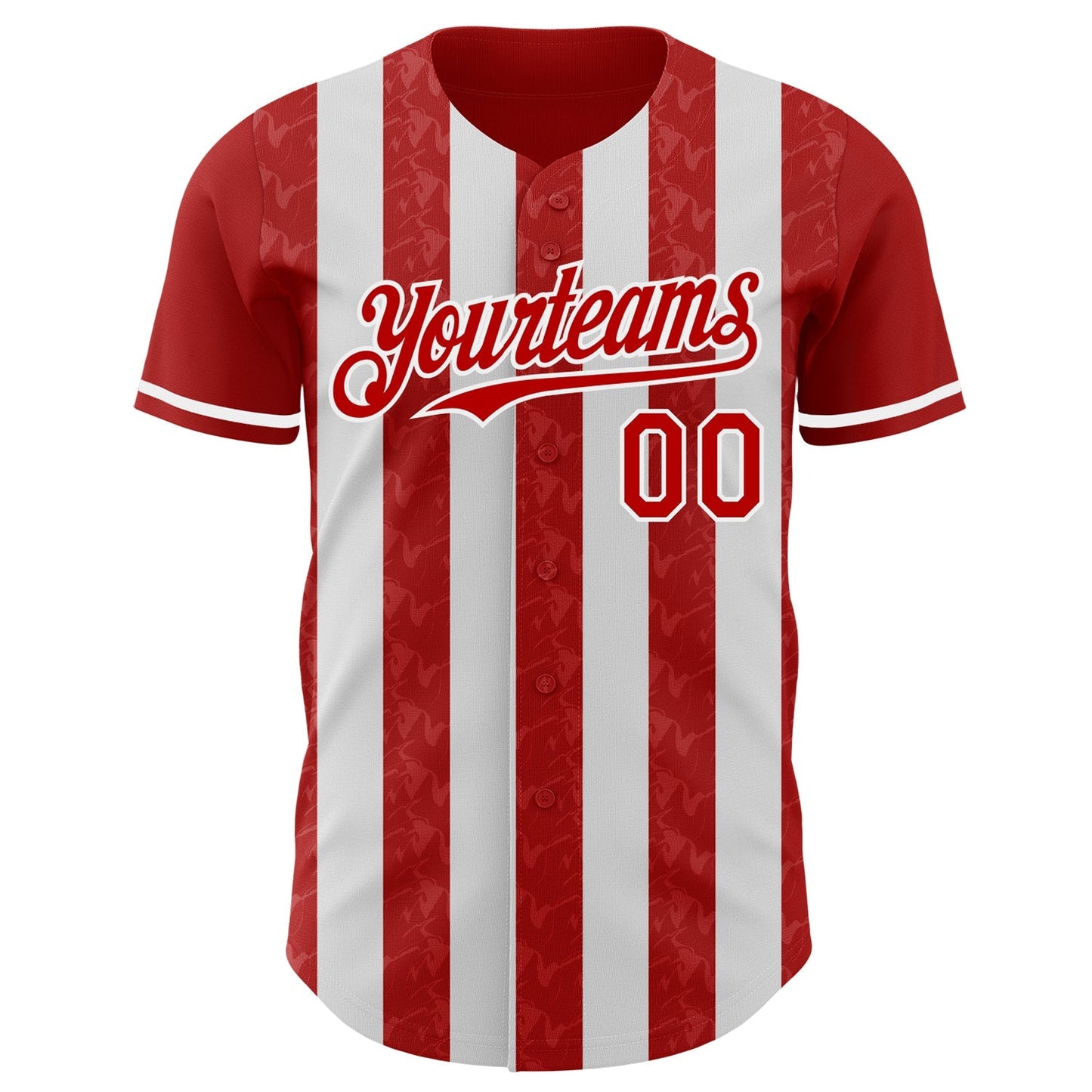 Custom Red-White Classic Vertical Stripe Fluid Liquid Texture Authentic Baseball Jersey baseball jersey product view 2
