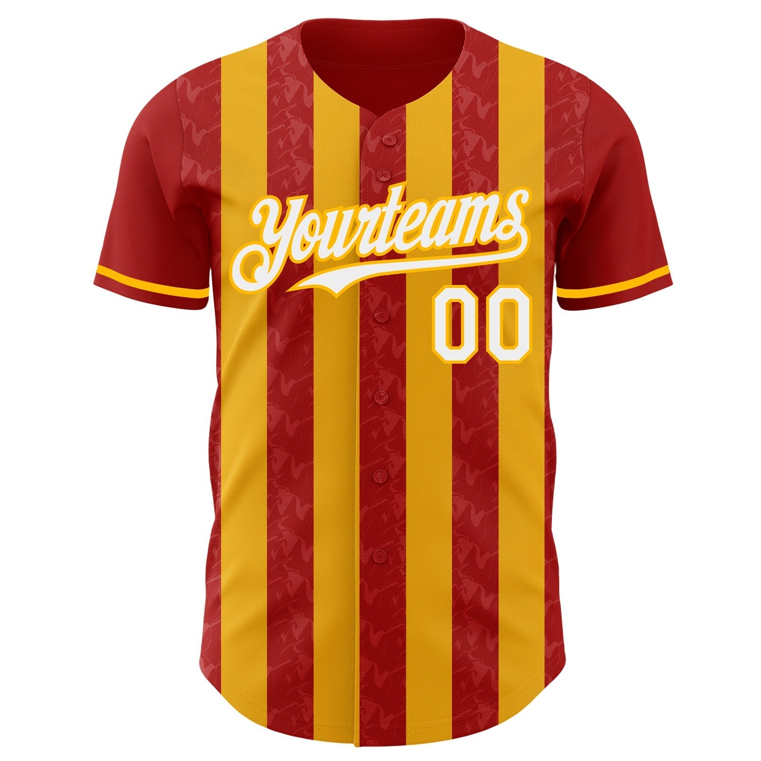 Custom Red White-Gold Classic Vertical Stripe Fluid Liquid Texture Authentic Baseball Jersey baseball jersey product view 2