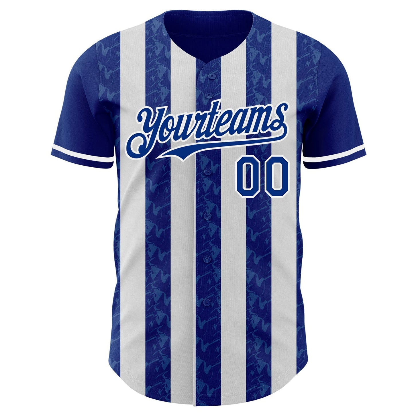 Custom Royal-White Classic Vertical Stripe Fluid Liquid Texture Authentic Baseball Jersey baseball jersey product view 2