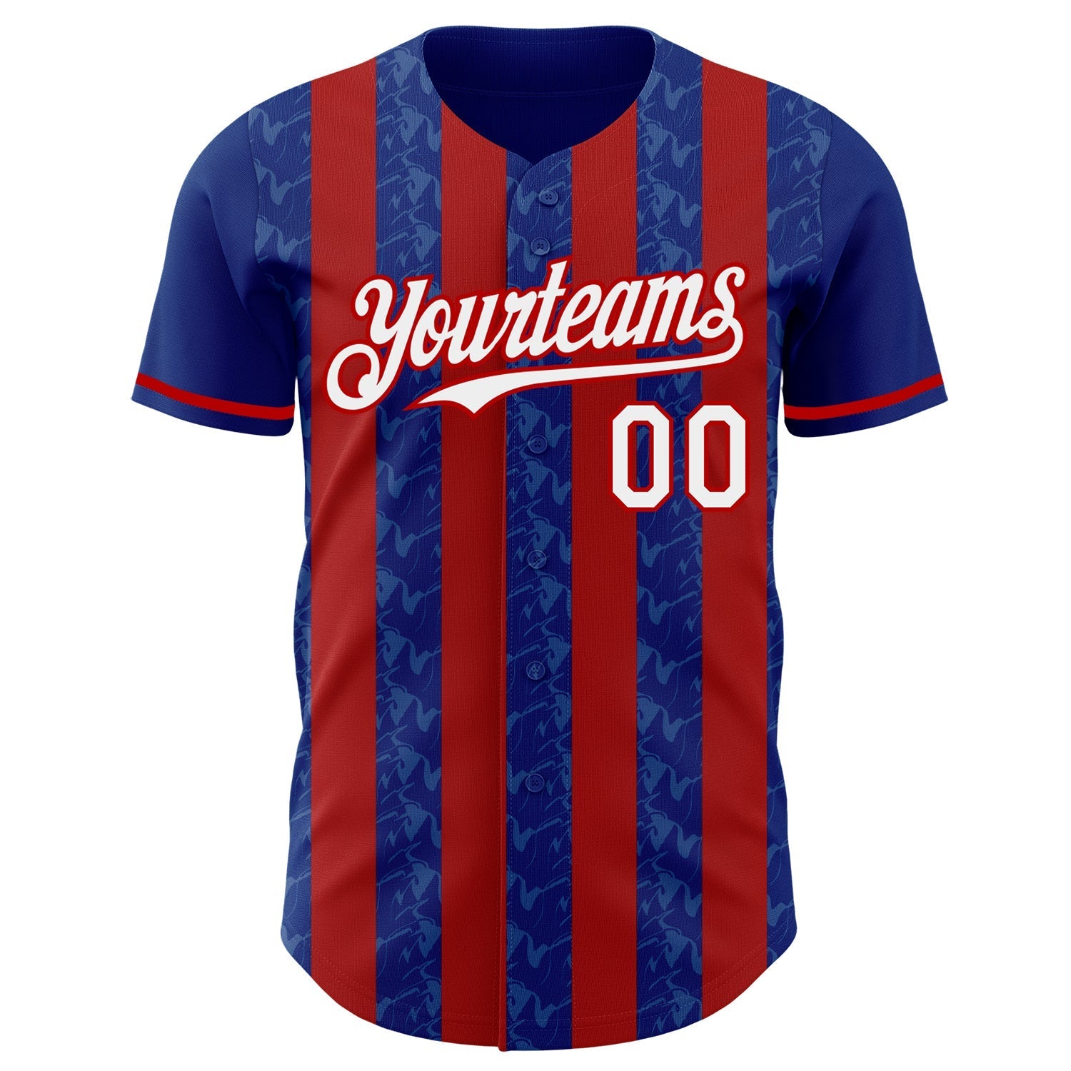 Custom Royal White-Red Classic Vertical Stripe Fluid Liquid Texture Authentic Baseball Jersey baseball jersey product view 2