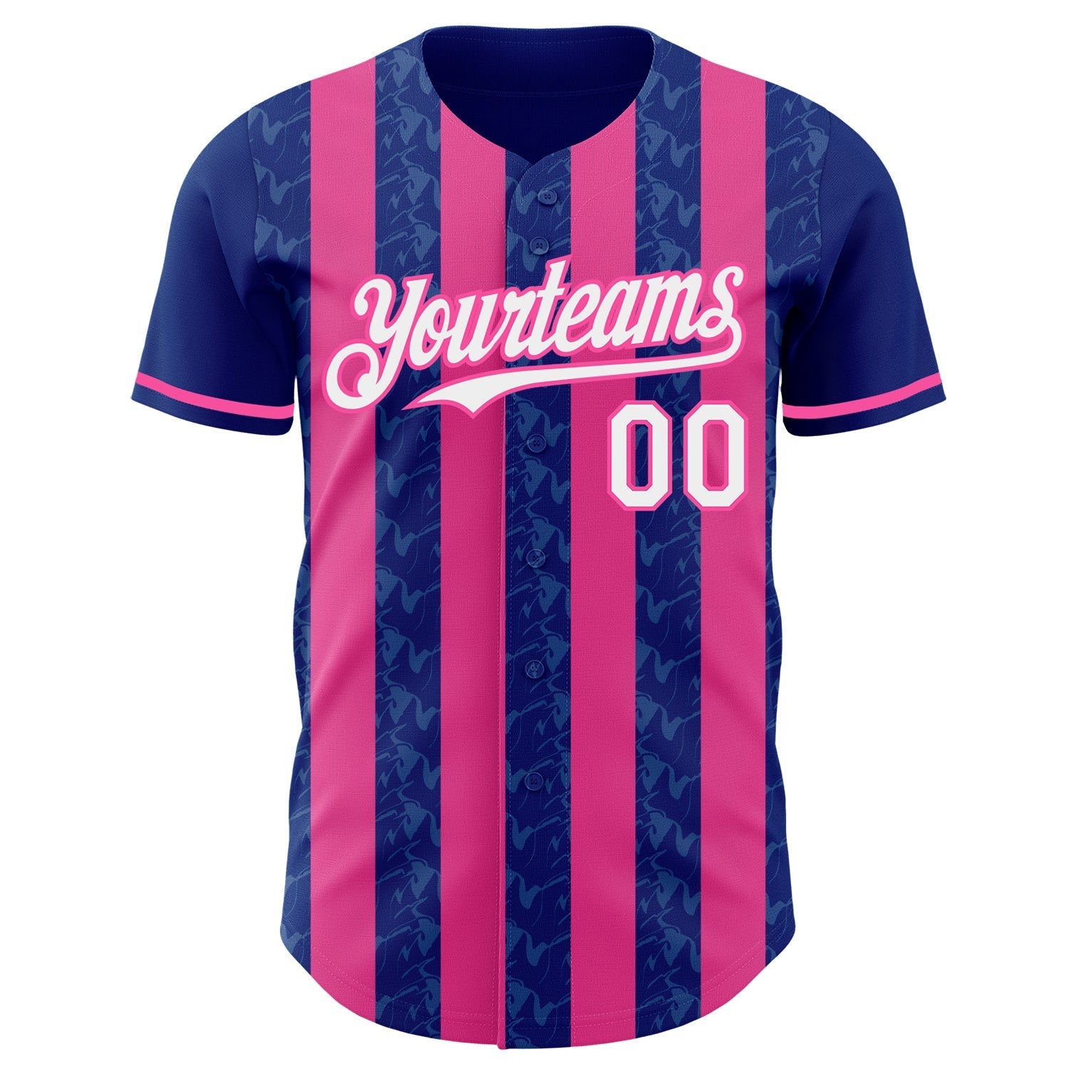 Custom Royal White-Pink Classic Vertical Stripe Fluid Liquid Texture Authentic Baseball Jersey baseball jersey product view 2
