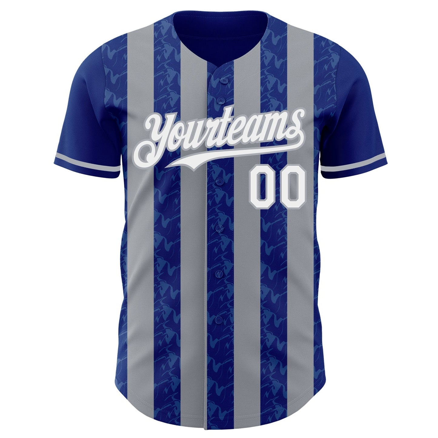 Custom Royal White-Gray Classic Vertical Stripe Fluid Liquid Texture Authentic Baseball Jersey baseball jersey product view 2