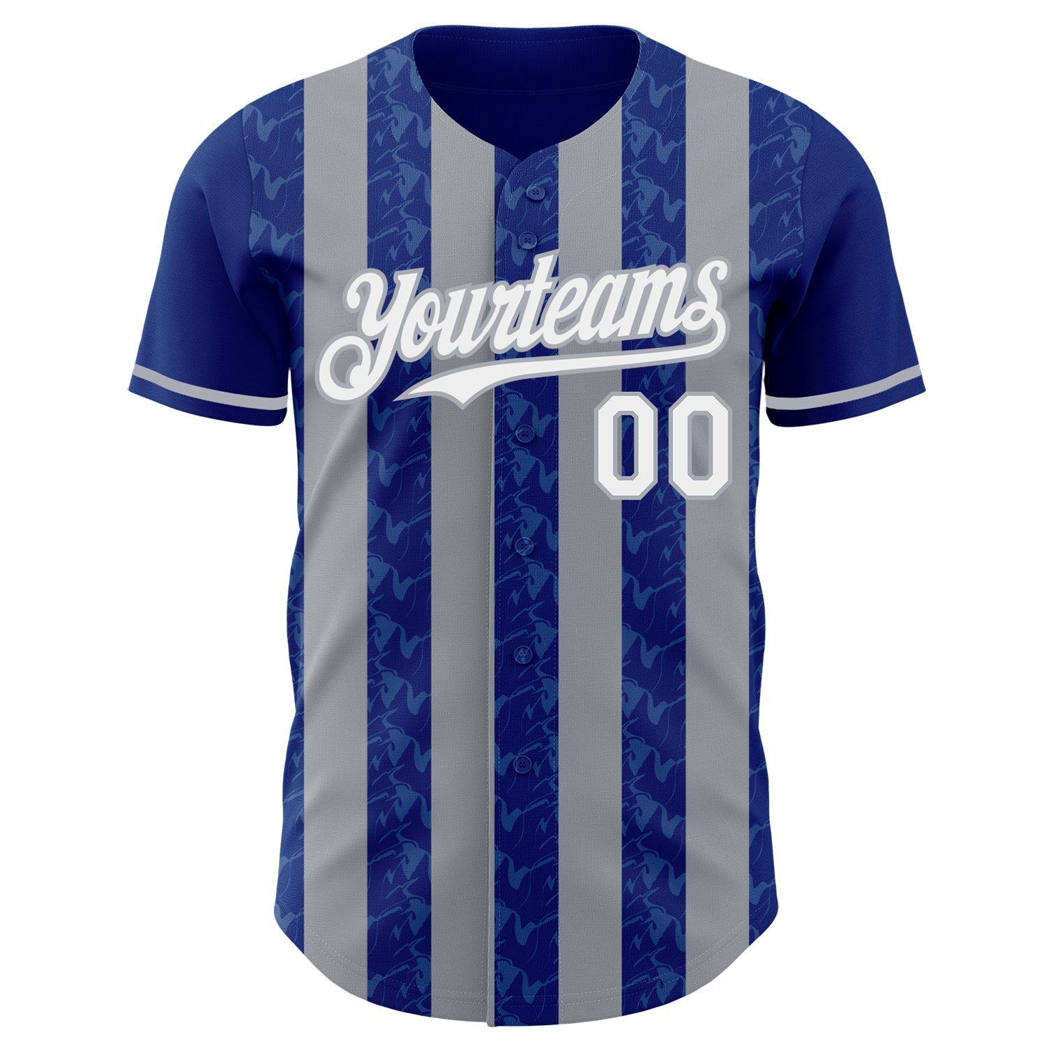 Custom Royal White-Gray Classic Vertical Stripe Fluid Liquid Texture Authentic Baseball Jersey baseball jersey product view 2