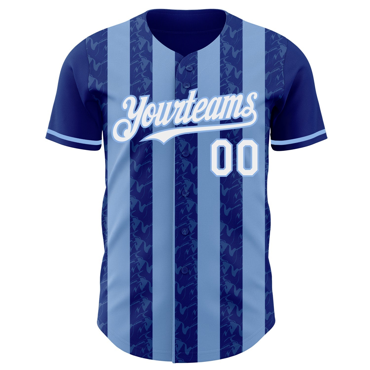 Custom Royal White-Light Blue Classic Vertical Stripe Fluid Liquid Texture Authentic Baseball Jersey baseball jersey product view 2