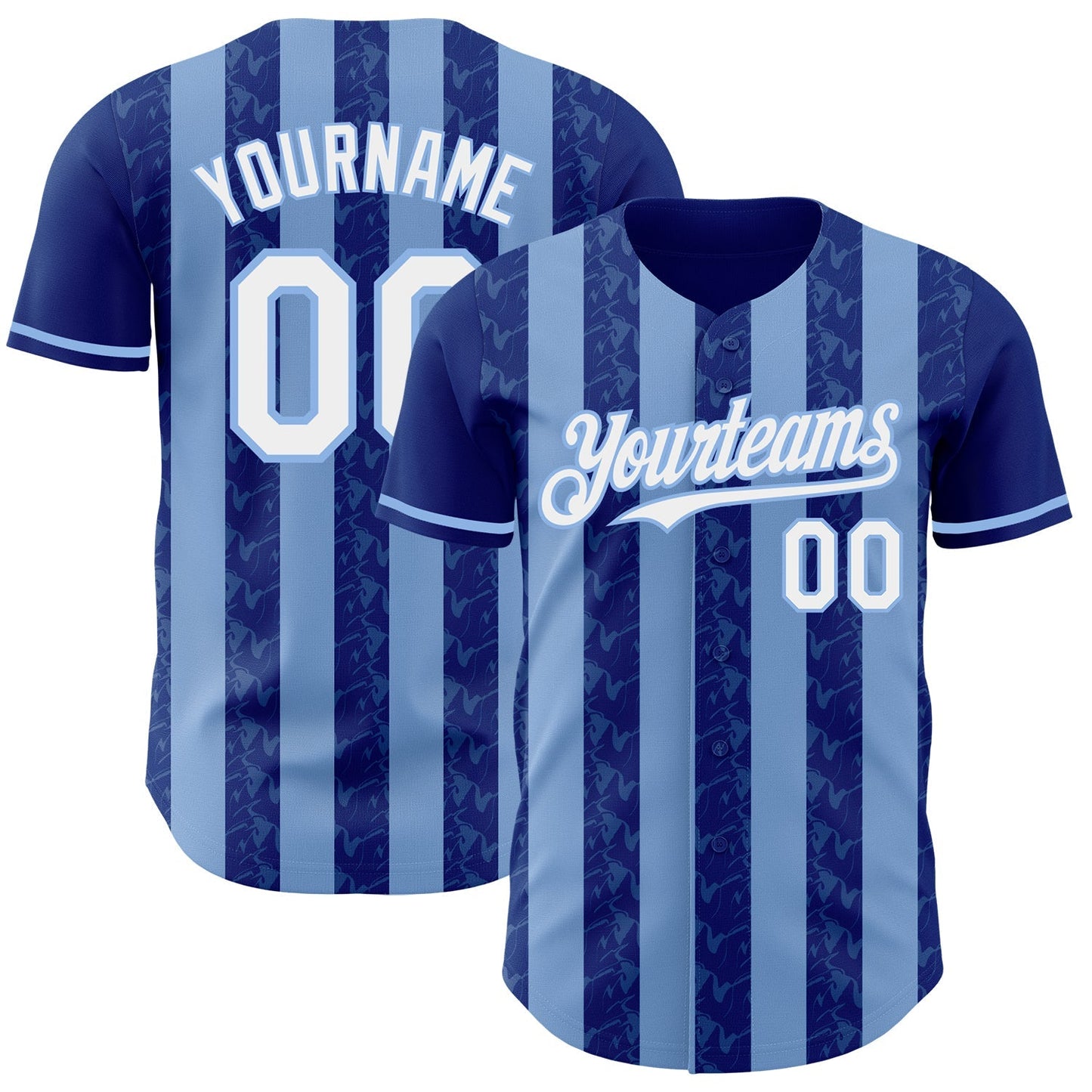 Custom Royal White-Light Blue Classic Vertical Stripe Fluid Liquid Texture Authentic Baseball Jersey baseball jersey product view 1