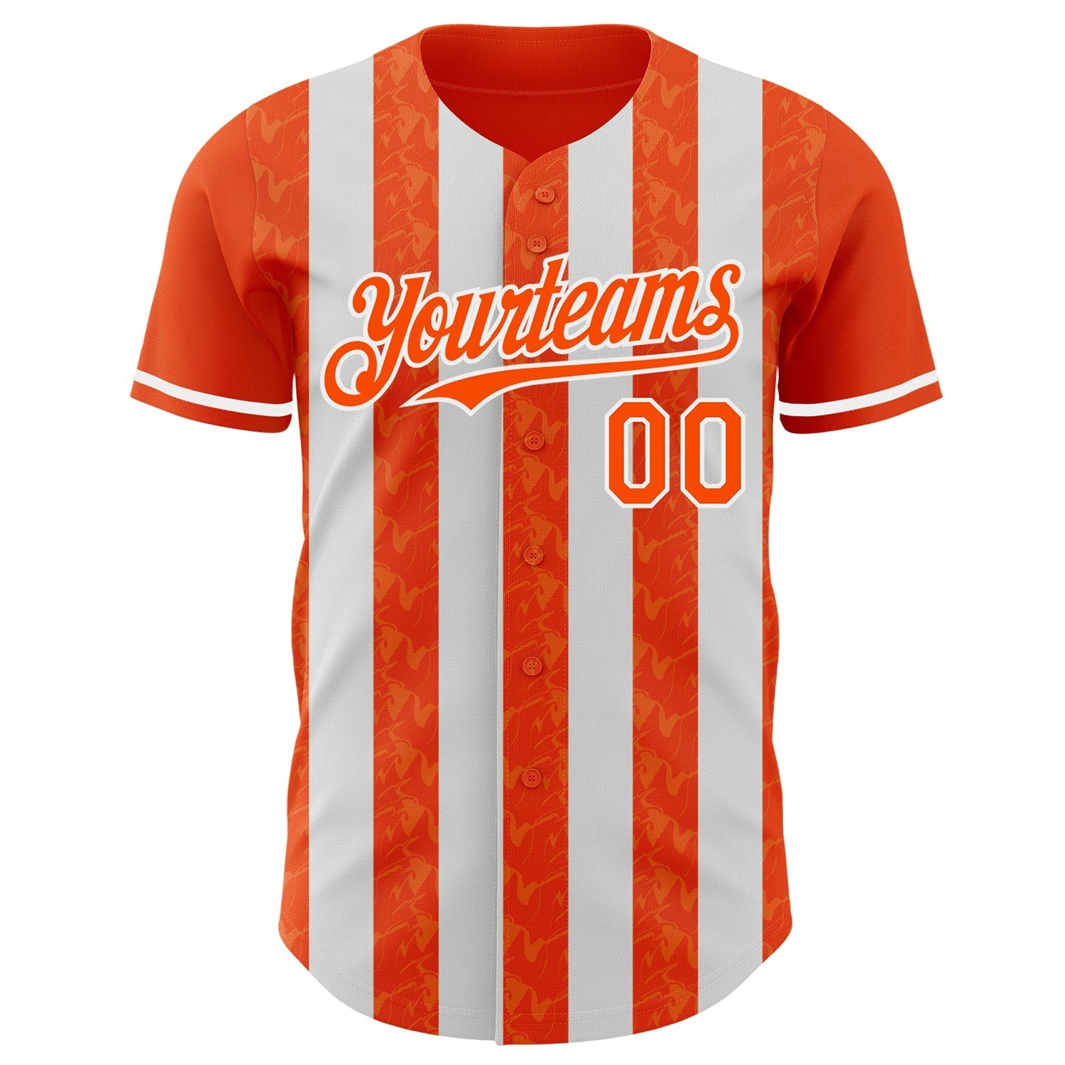 Custom Orange-White Classic Vertical Stripe Fluid Liquid Texture Authentic Baseball Jersey baseball jersey product view 2