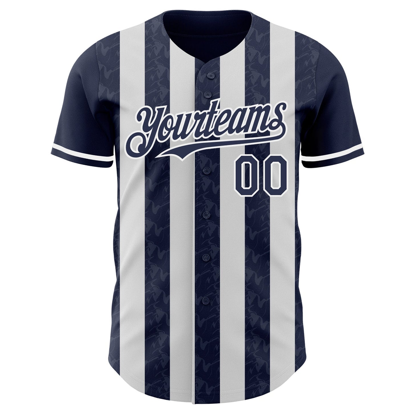 Custom Navy-White Classic Vertical Stripe Fluid Liquid Texture Authentic Baseball Jersey baseball jersey product view 2