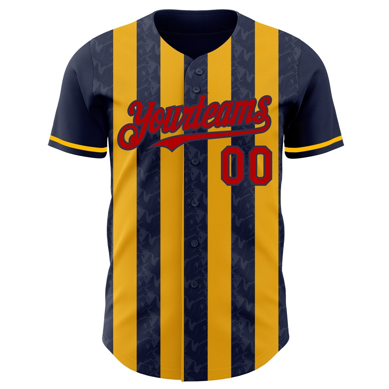 Custom Navy Red-Gold Classic Vertical Stripe Fluid Liquid Texture Authentic Baseball Jersey baseball jersey product view 2