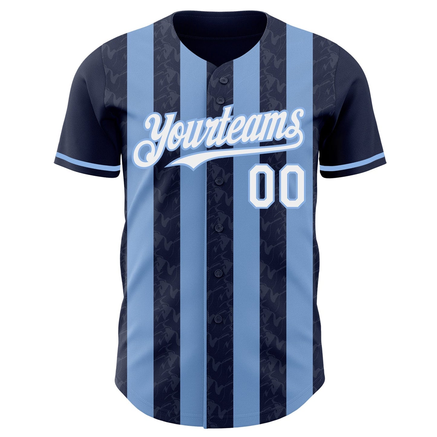 Custom Navy White-Light Blue Classic Vertical Stripe Fluid Liquid Texture Authentic Baseball Jersey baseball jersey product view 2