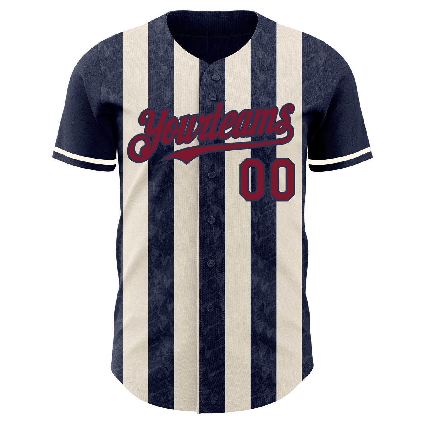 Custom Navy Crimson-Cream Classic Vertical Stripe Fluid Liquid Texture Authentic Baseball Jersey baseball jersey product view 2
