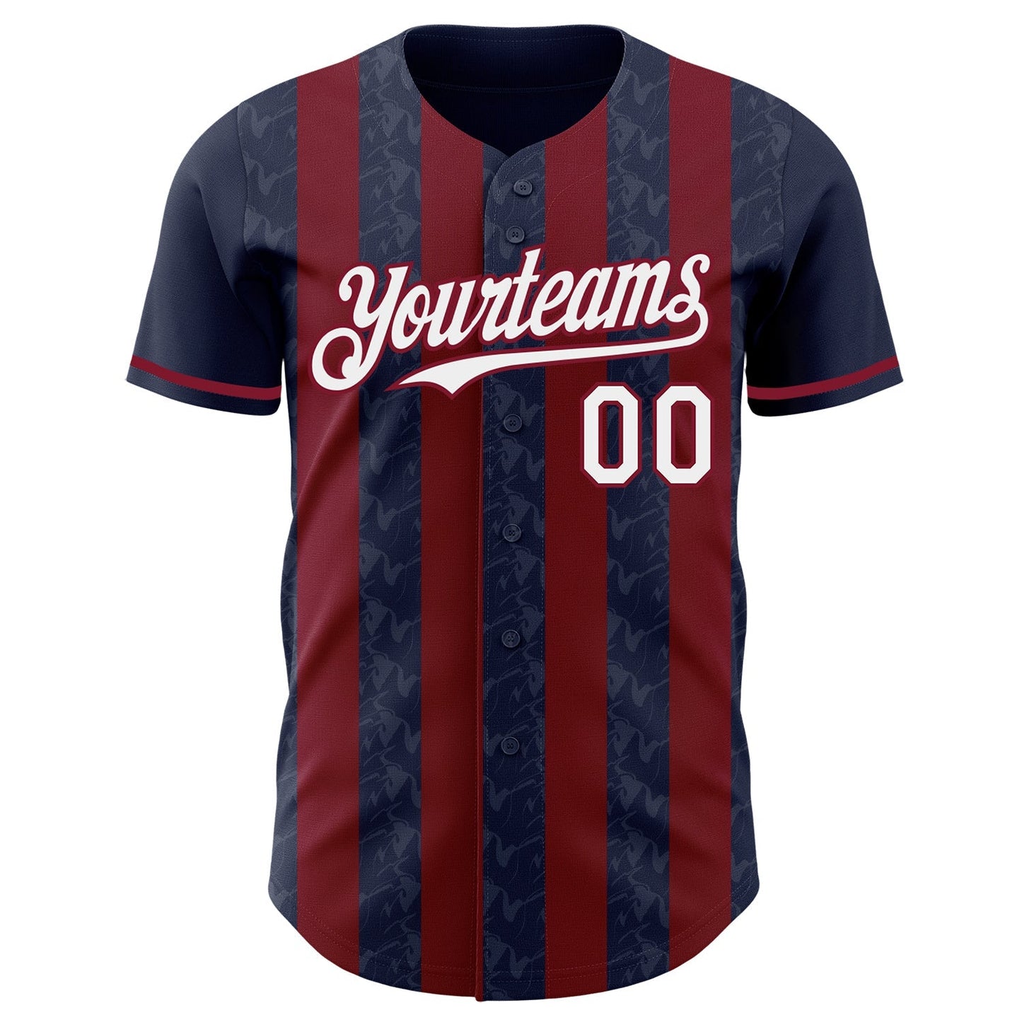 Custom Navy White-Crimson Classic Vertical Stripe Fluid Liquid Texture Authentic Baseball Jersey baseball jersey product view 2